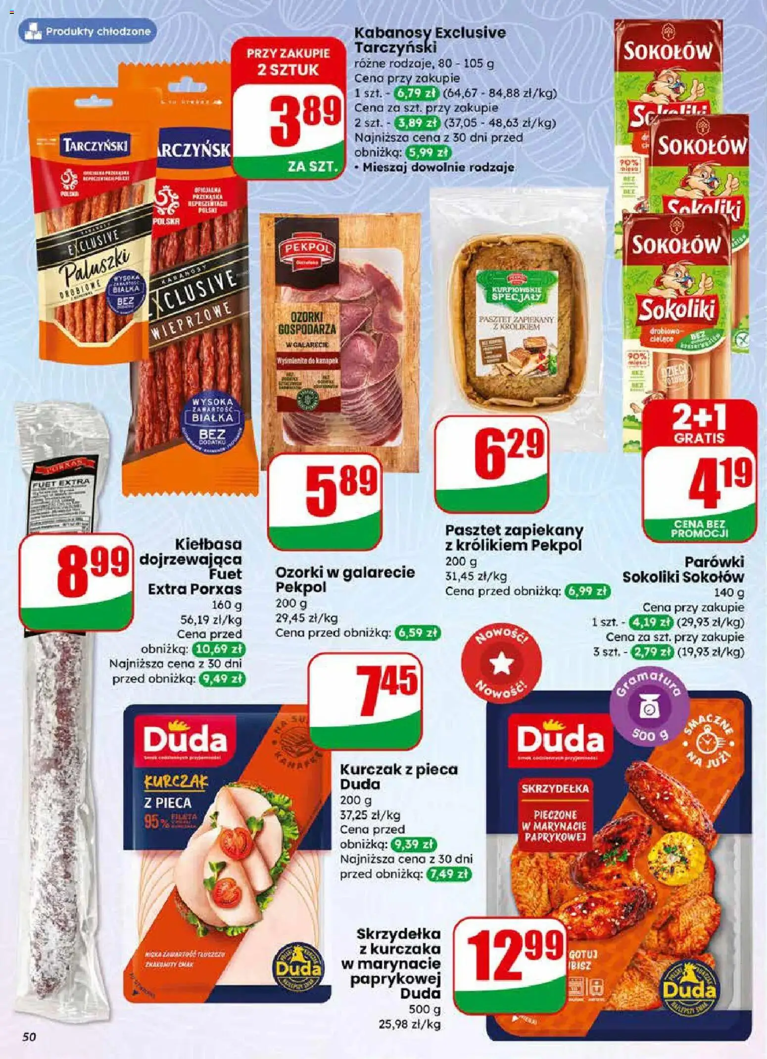 Dino gazetka od 01.04.2026 | Strona: 50 | Produkty: Kiełbasa, Skrzydełka z kurczaka, Kurczak, Fuet