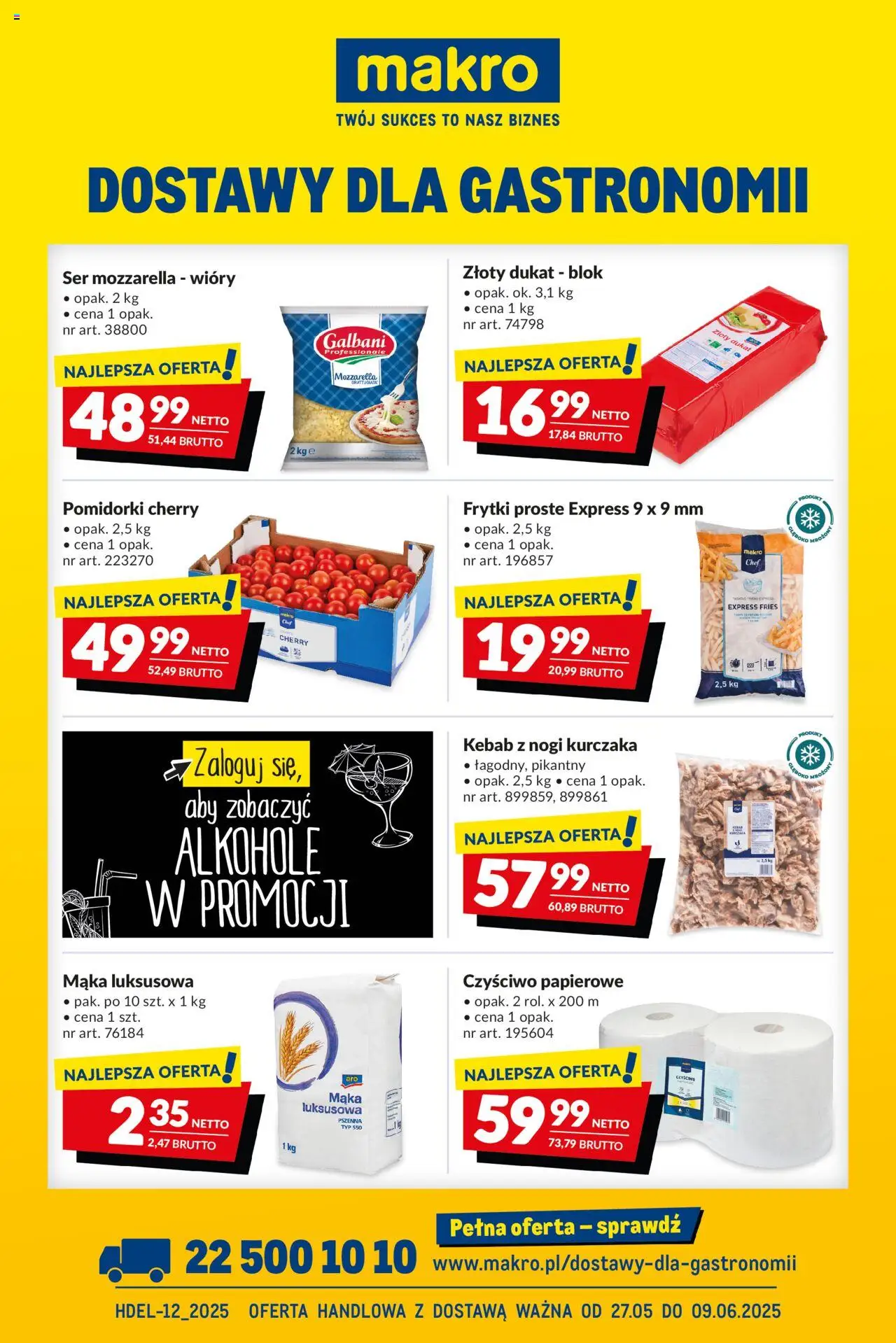 Makro Gazetka - Dostawy dla gastronomii od 27.05.2025 | Strona: 1 | Produkty: Kebab, Ser, Mozzarella, Frytki