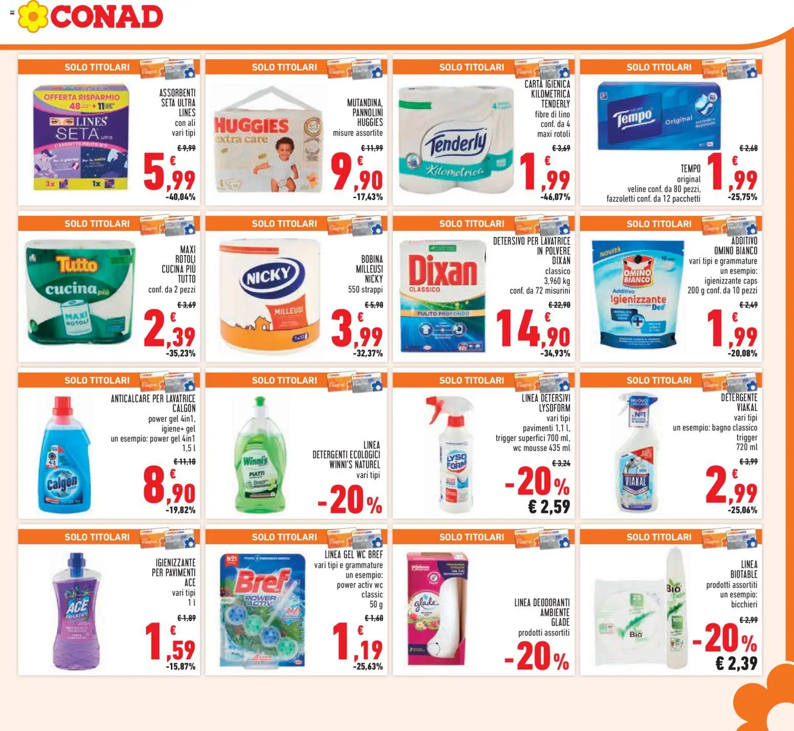 Volantino Conad del 25.02.2026 | Pagina: 25 | Prodotti: Veline, Fazzoletti, Anticalcare, WC