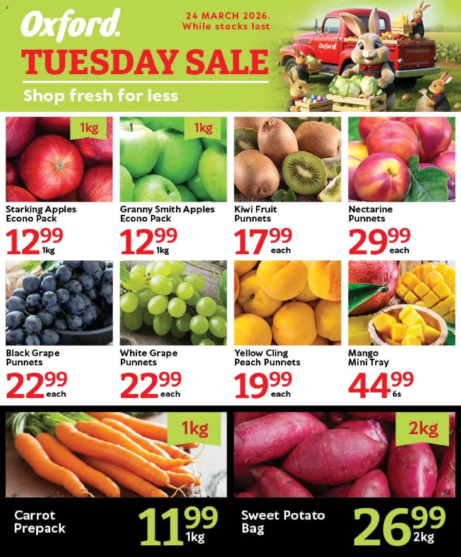 New Oxford Freshmarket catalogue – valid from 23.03.2026 | Page: 1 | Products: Tray, Fruit, Mango, Peach