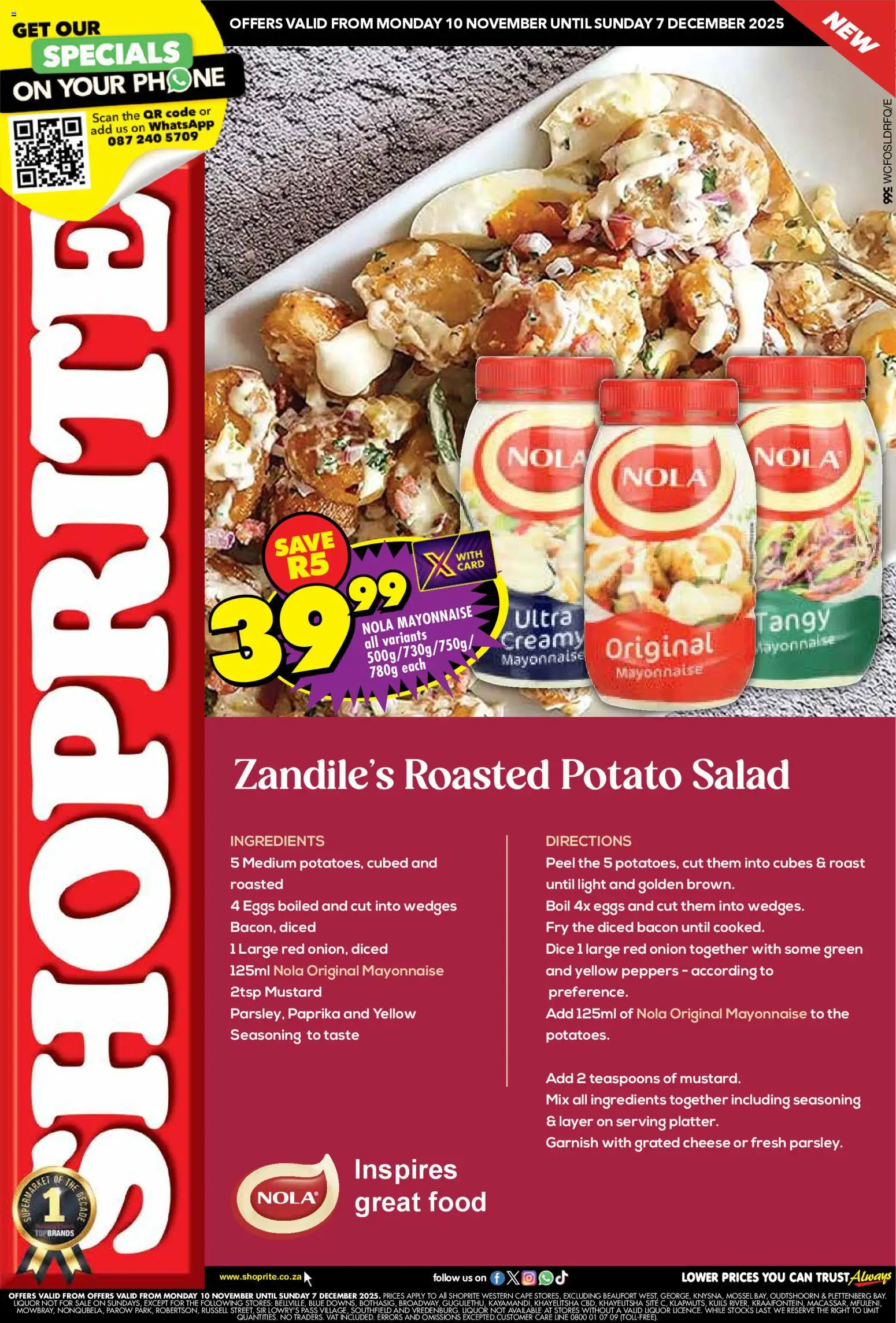 New Shoprite catalogue – valid from 10.11.2025 | Page: 1 | Products: Cheese, Eggs, Light, Bacon