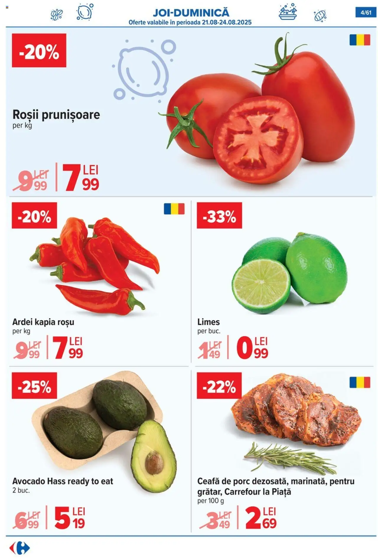 Catalog Carrefour – valabil de la 20.08.2025 | Pagină: 5 | Produse: Keçeli kalem, Ardei, Roșii, Avocado