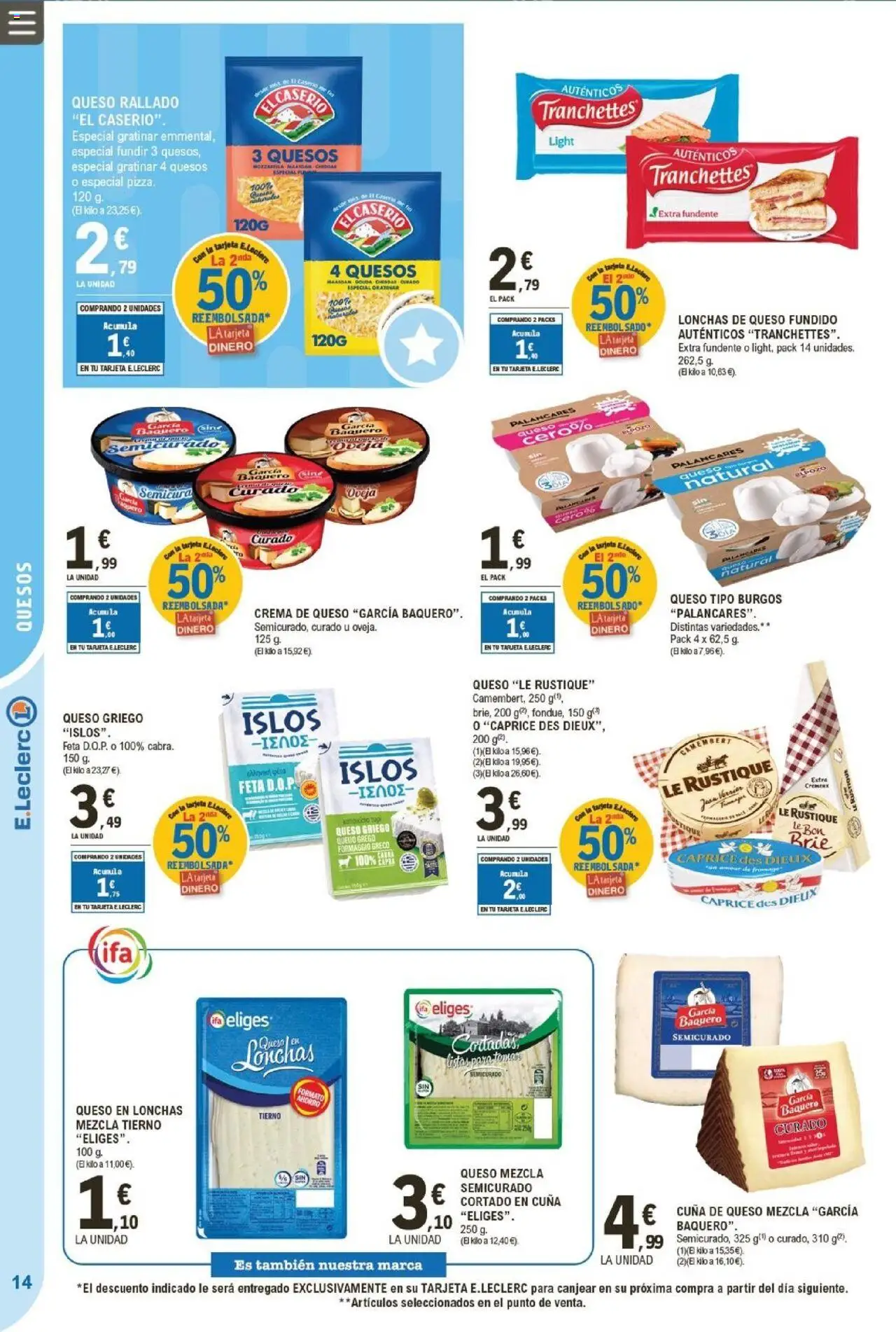 E.Leclerc folleto │ válido desde el 24.09.2025 | Página: 14 | Productos: Γραβάτα, Queso, Queso rallado, Crema