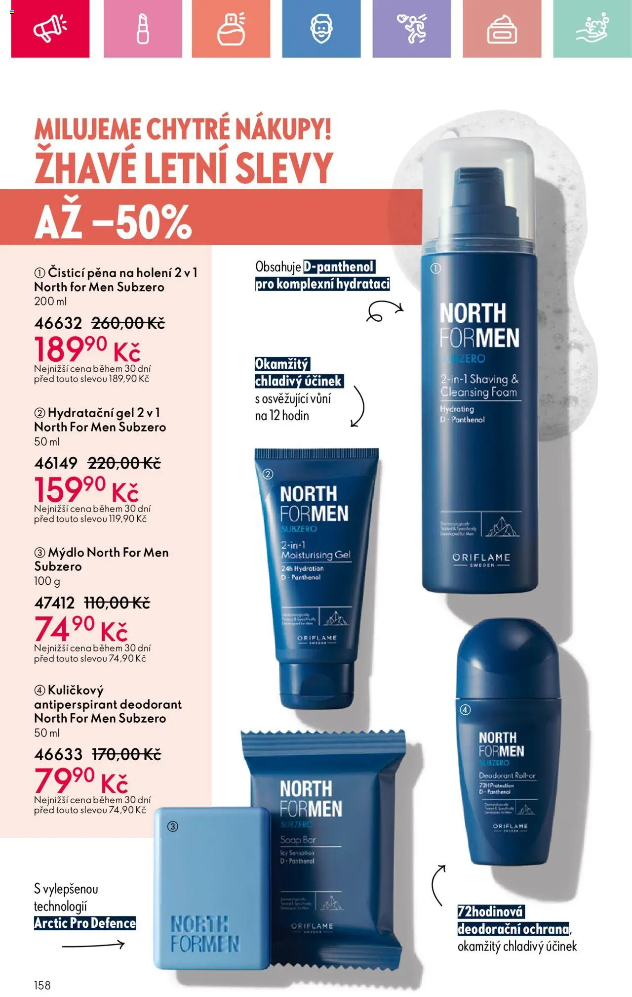 Oriflame katalog č.10/2025 od 06.07.2025 | Strana: 158 | Produkty: Pěna na holení, Mýdlo, Antiperspirant, Panthenol