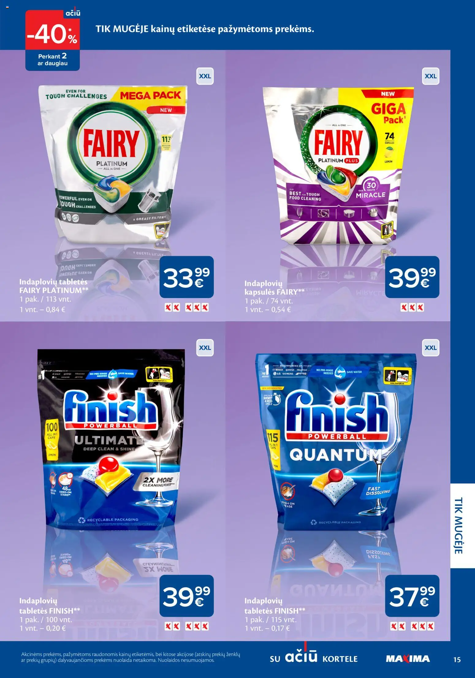 MAXIMA akcijos nuo 05.03.2026 | Puslapis: 15 | Prekių: Indaplovių kapsulės