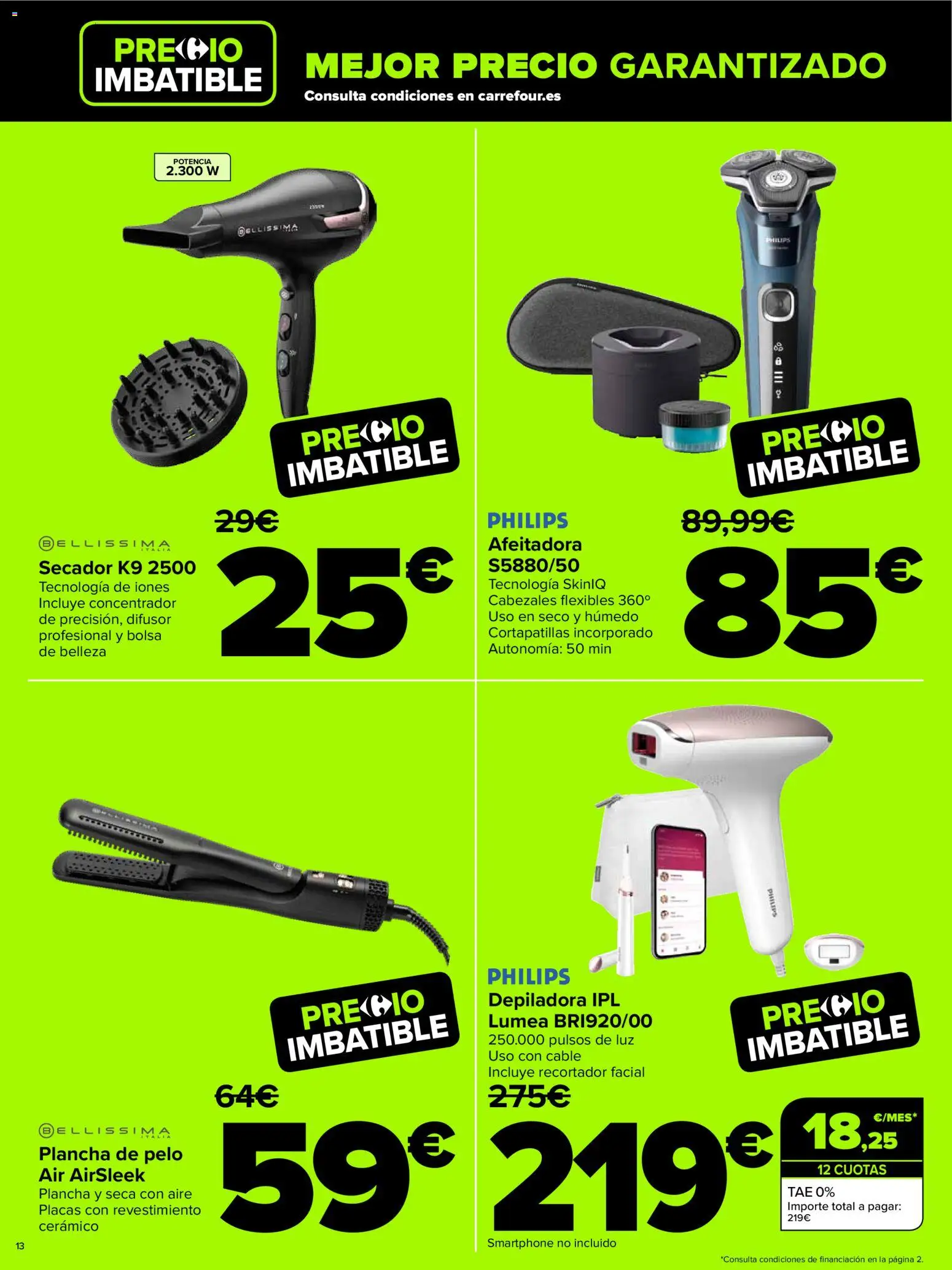 Carrefour Cyber Week │ válido desde el 02.12.2025 | Página: 13 | Productos: Smartphone, Bolsa, Plancha, Depiladora