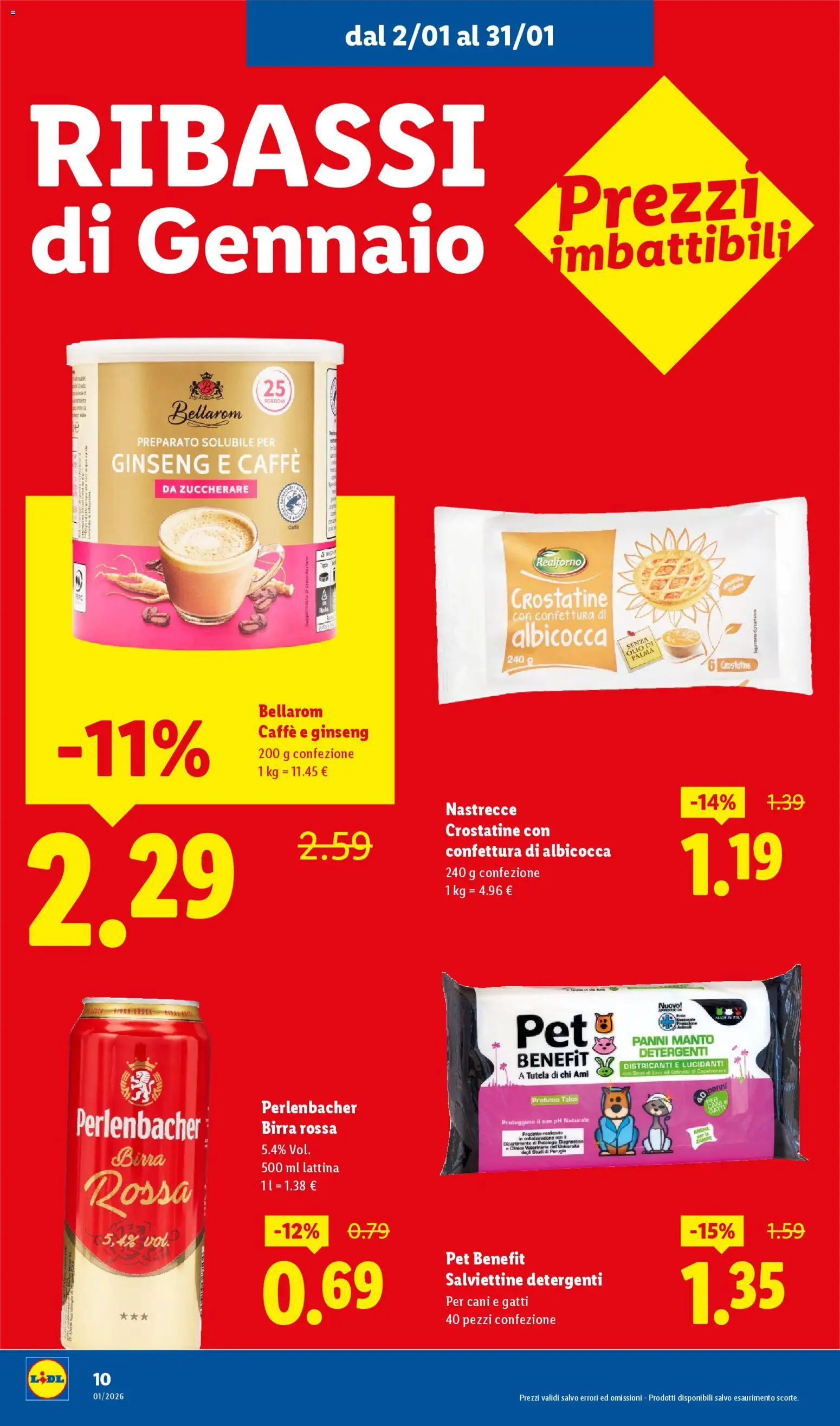 Volantino Lidl del 02.01.2026 | Pagina: 10 | Prodotti: Caffè, Birra, Talco, Crostatine