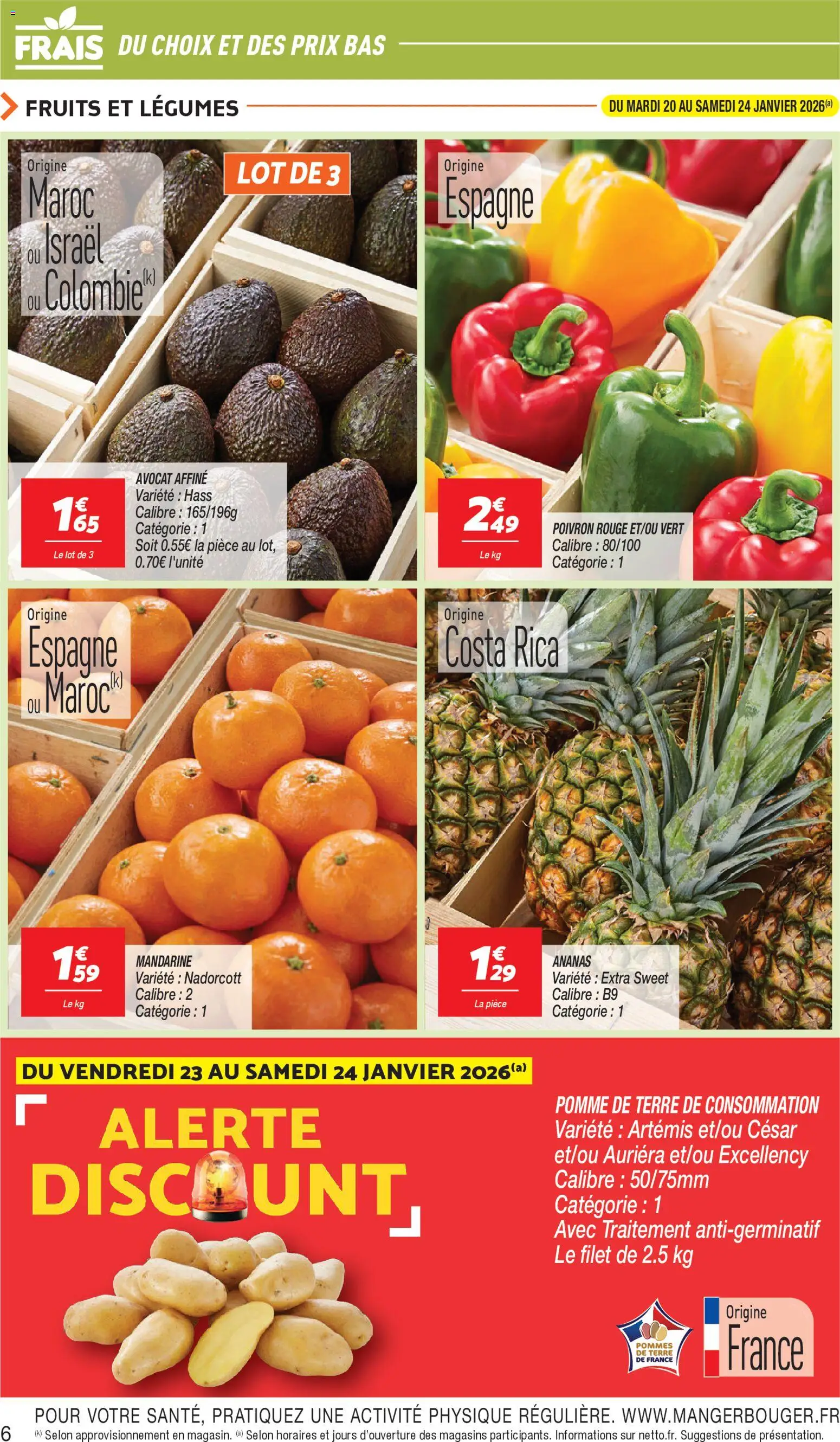 {H1} | Page: 6 | Produits: Avocat, Poivron, Pomme de terre de consommation, Pommes