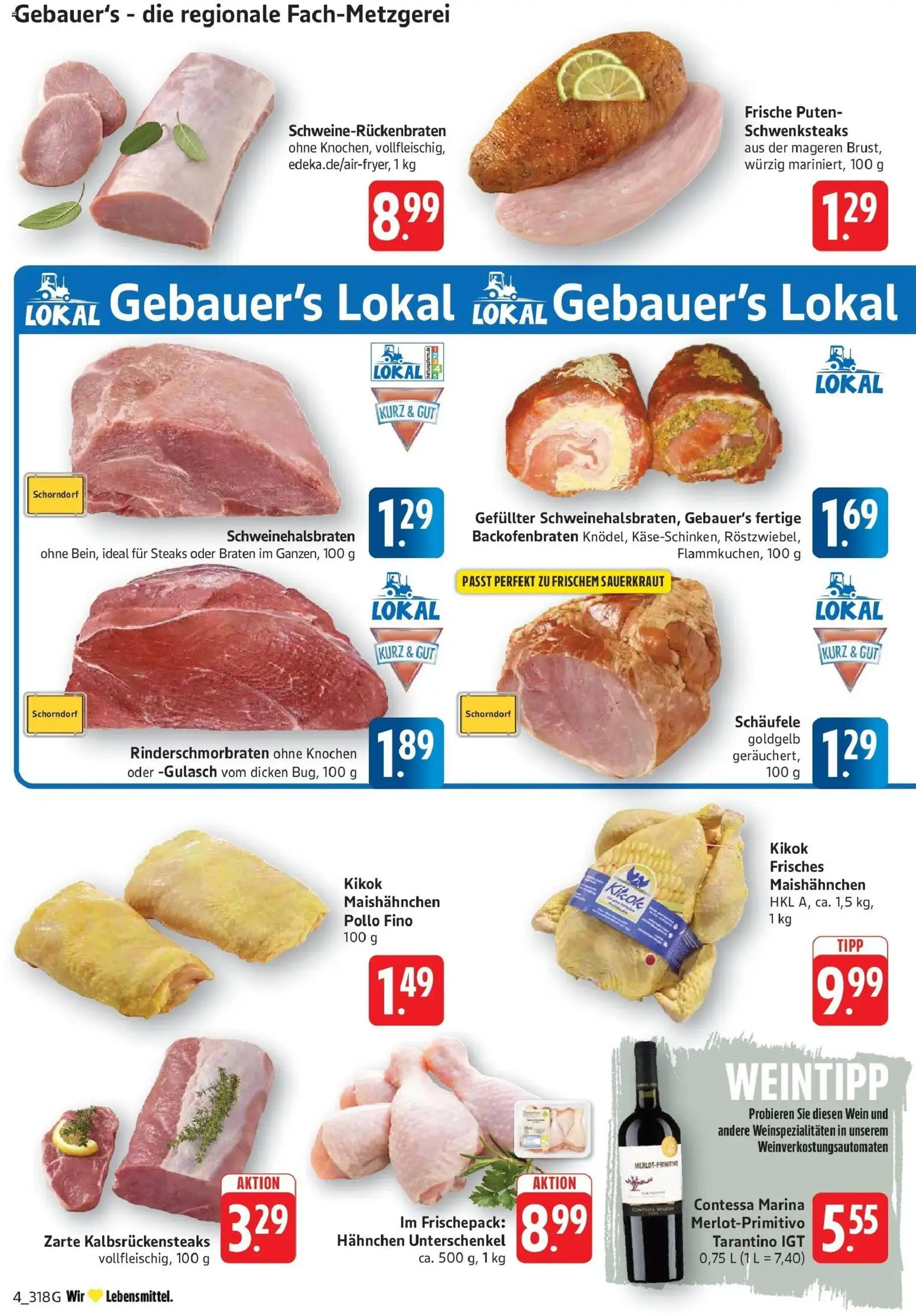 Edeka prospekt Geislingen	 – gültig ab 16.03.2026 | Seite: 4 | Produkte: Hahnchen, Gulasch, Wein