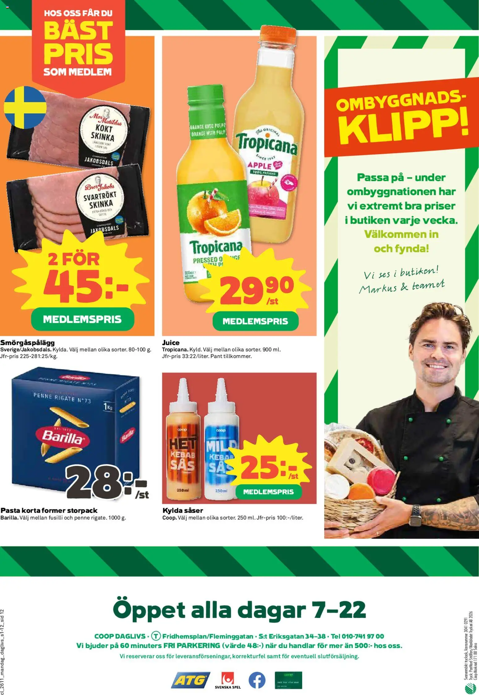 Coop Daglivs reklamblad aktuell från 09.03.2026 | Sida: 12 | Produkter: Skinka, Juice, Äpple, Spel