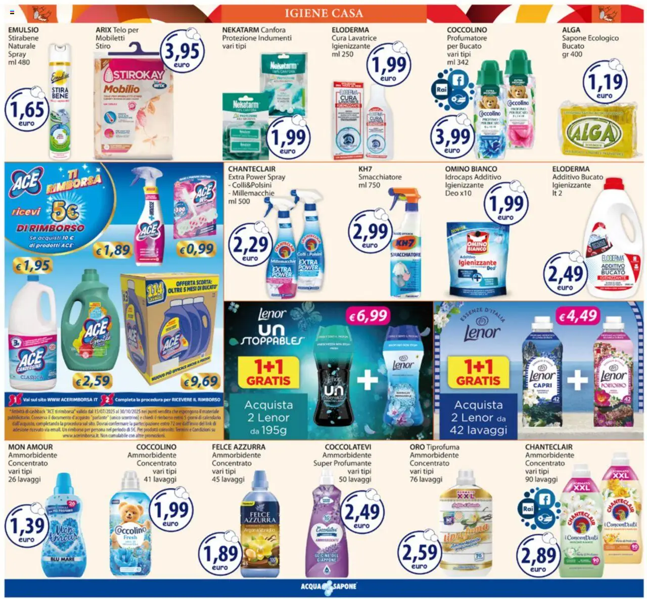 Volantino Acqua e Sapone del 25.08.2025 | Pagina: 19 | Prodotti: Sapone, Ammorbidente, Smacchiatore, Lavatrice