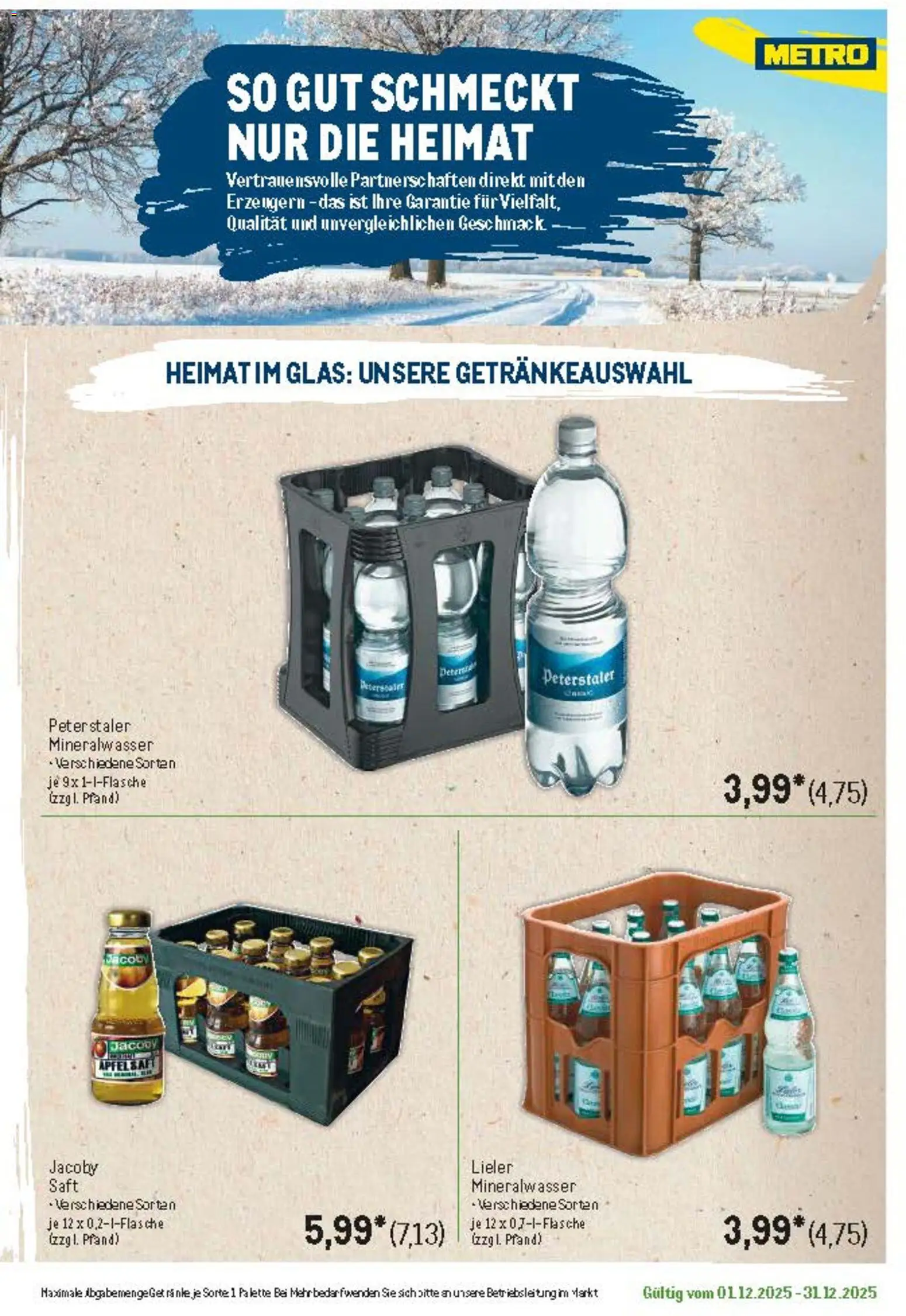 Metro Regionaler Flyer – gültig ab 01.12.2025 | Seite: 32 | Produkte: Apfelsaft, Mineralwasser, Saft