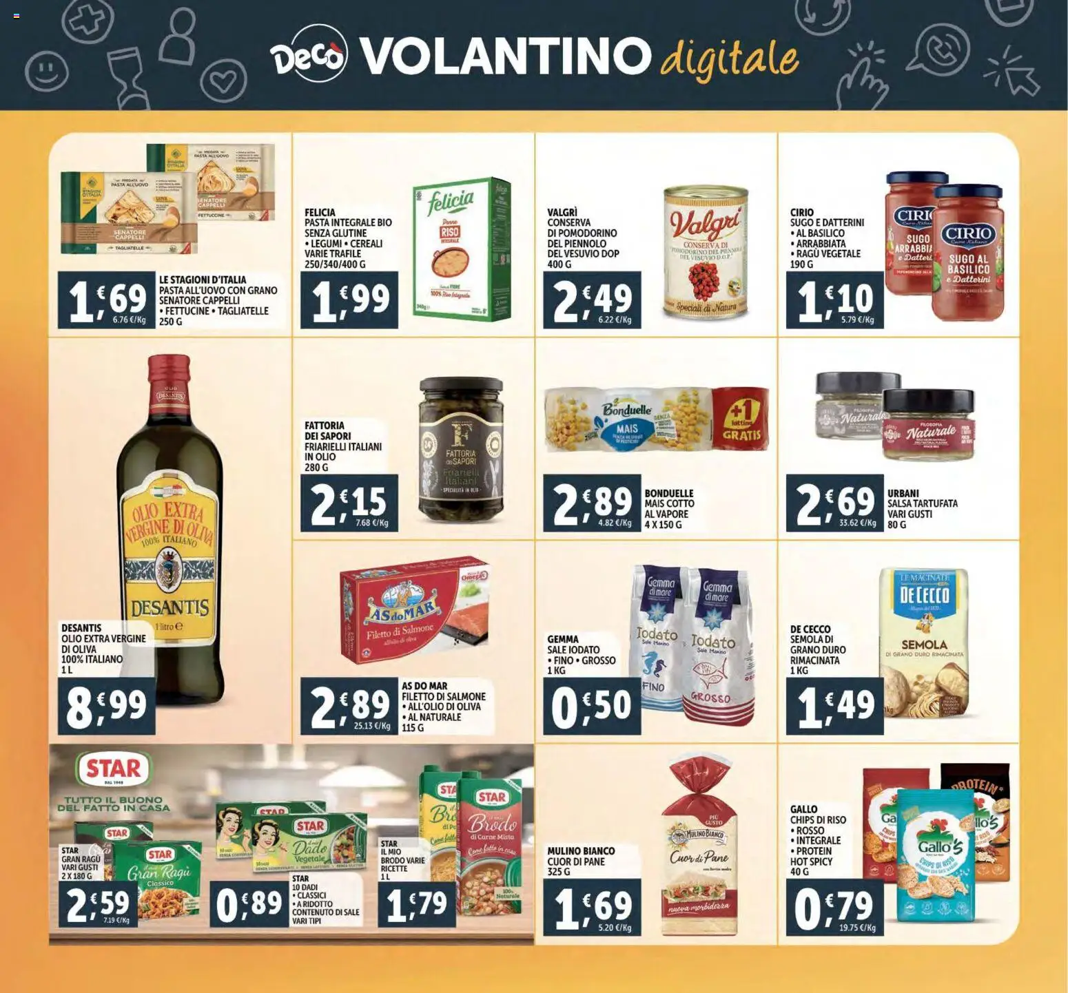 Volantino Decò del 02.12.2025 | Pagina: 35 | Prodotti: Legumi, Salmone, Ragú, Fettuccine