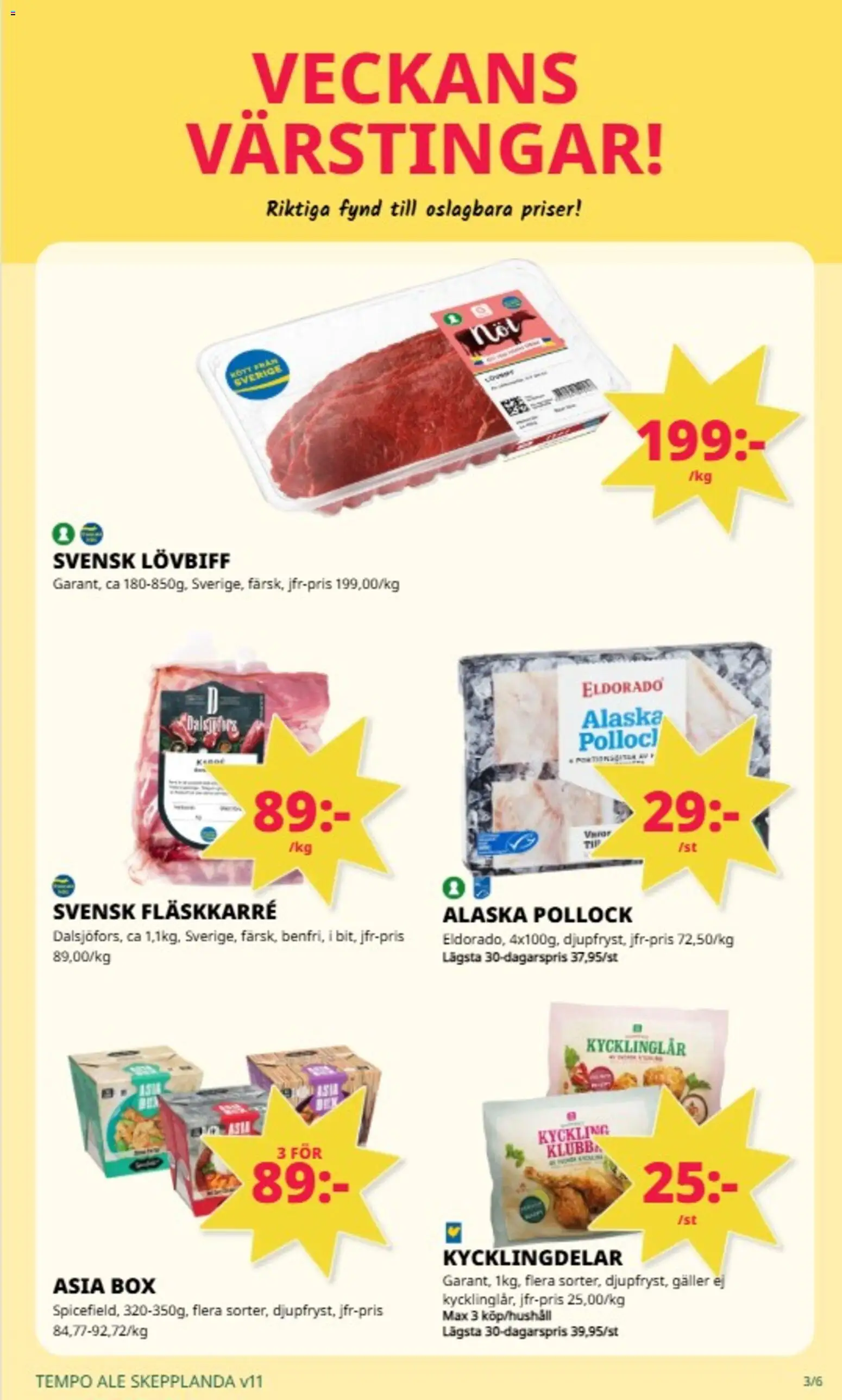 Tempo reklamblad aktuell från 09.03.2026 | Sida: 4 | Produkter: Galler, Lövbiff