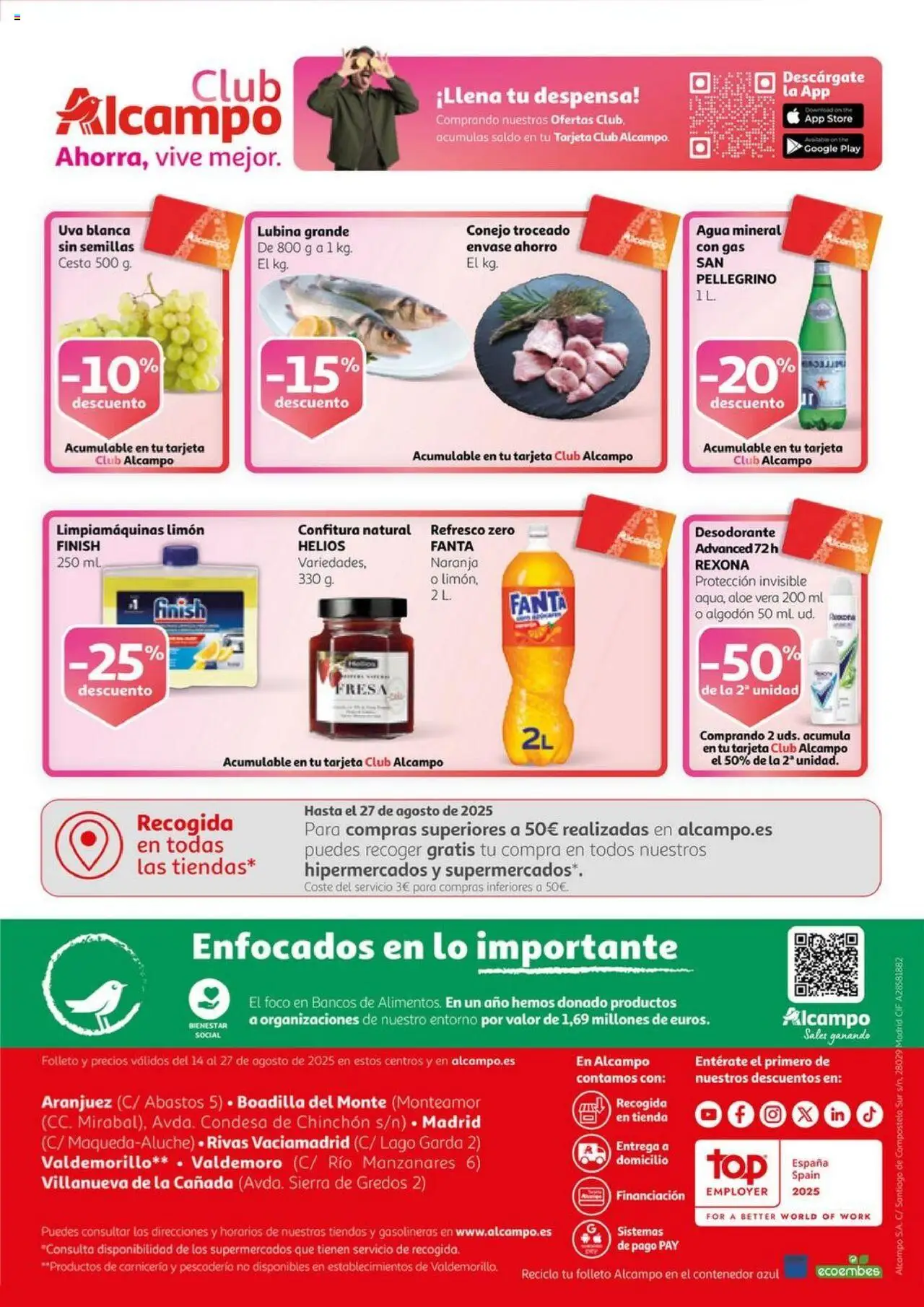 Alcampo - SM Madrid  │ válido desde el 14.08.2025 | Página: 8 | Productos: Desodorante, Agua mineral, Cesta