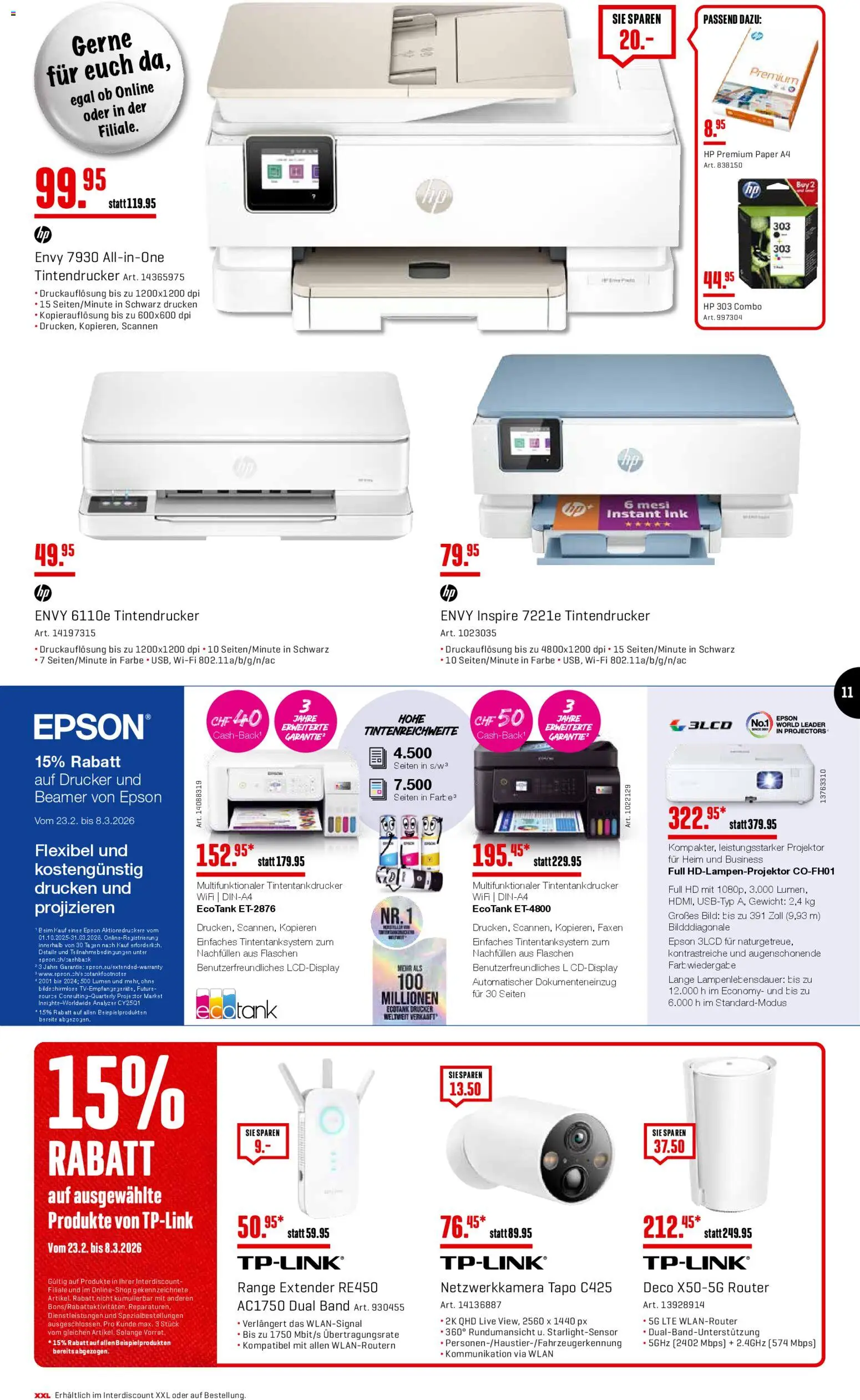Interdiscount Aktionen – gültig ab 23.02.2026 | Seite: 11 | Produkte: Drucker, Beamer, Epson, Gewicht