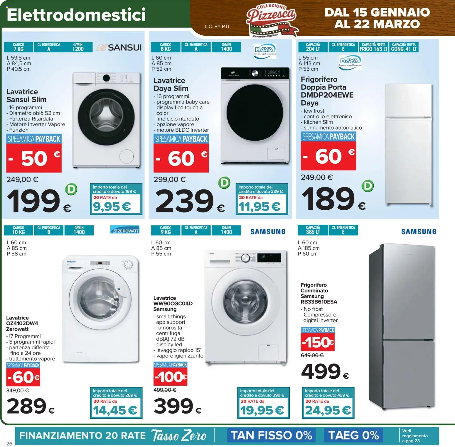 Volantino Carrefour del 27.01.2026 | Pagina: 26 | Prodotti: Centrifuga, Compressore, Frigorifero combinato, Samsung