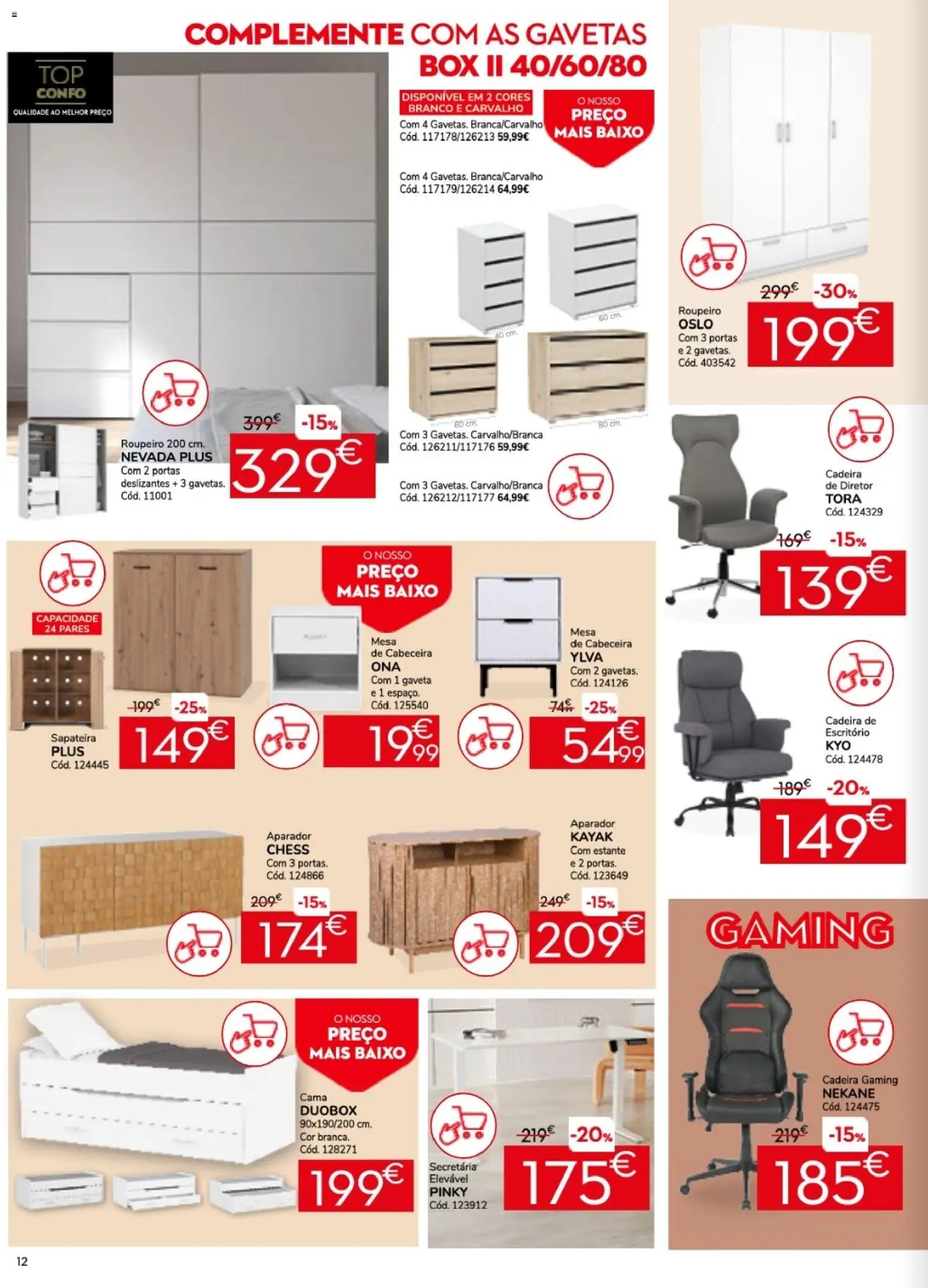 Conforama folheto │ válido de 26.02.2026 | Página: 12 | Produtos: Portas, Cama, Cadeira, Sapateira