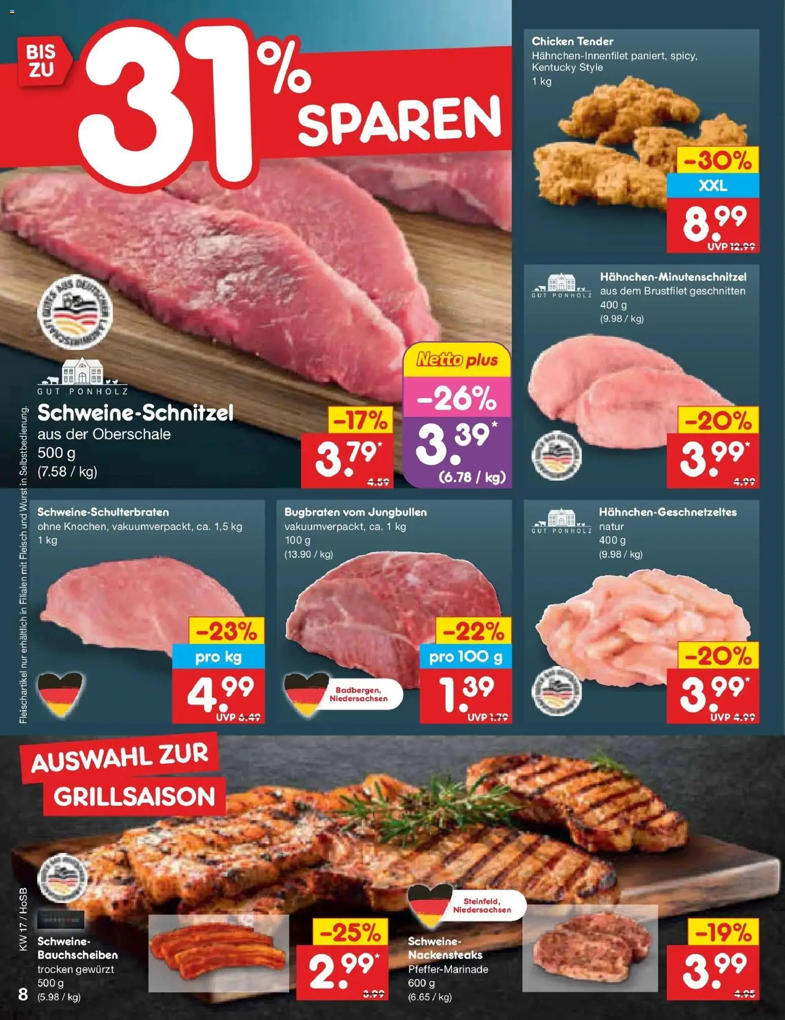 Netto Marken-Discount Prospekt Hannover	 – gültig ab 20.04.2026 | Seite: 10 | Produkte: Nackensteaks, Wurst, Fleisch