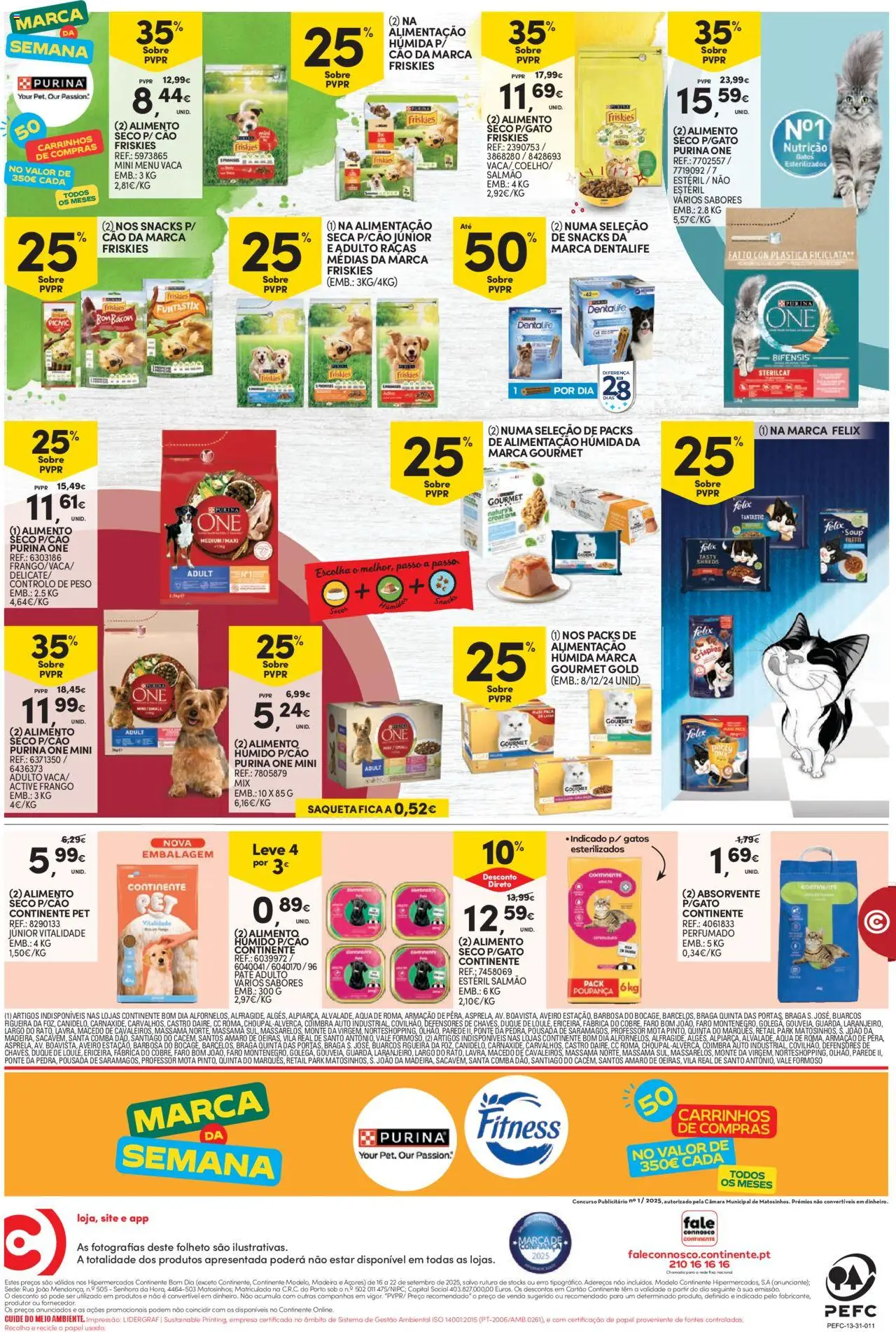 Continente Semanal Continente Bom Dia │ válido de 16.09.2025 | Página: 28 | Produtos: Bacon, Purina one, Frango, Salmão