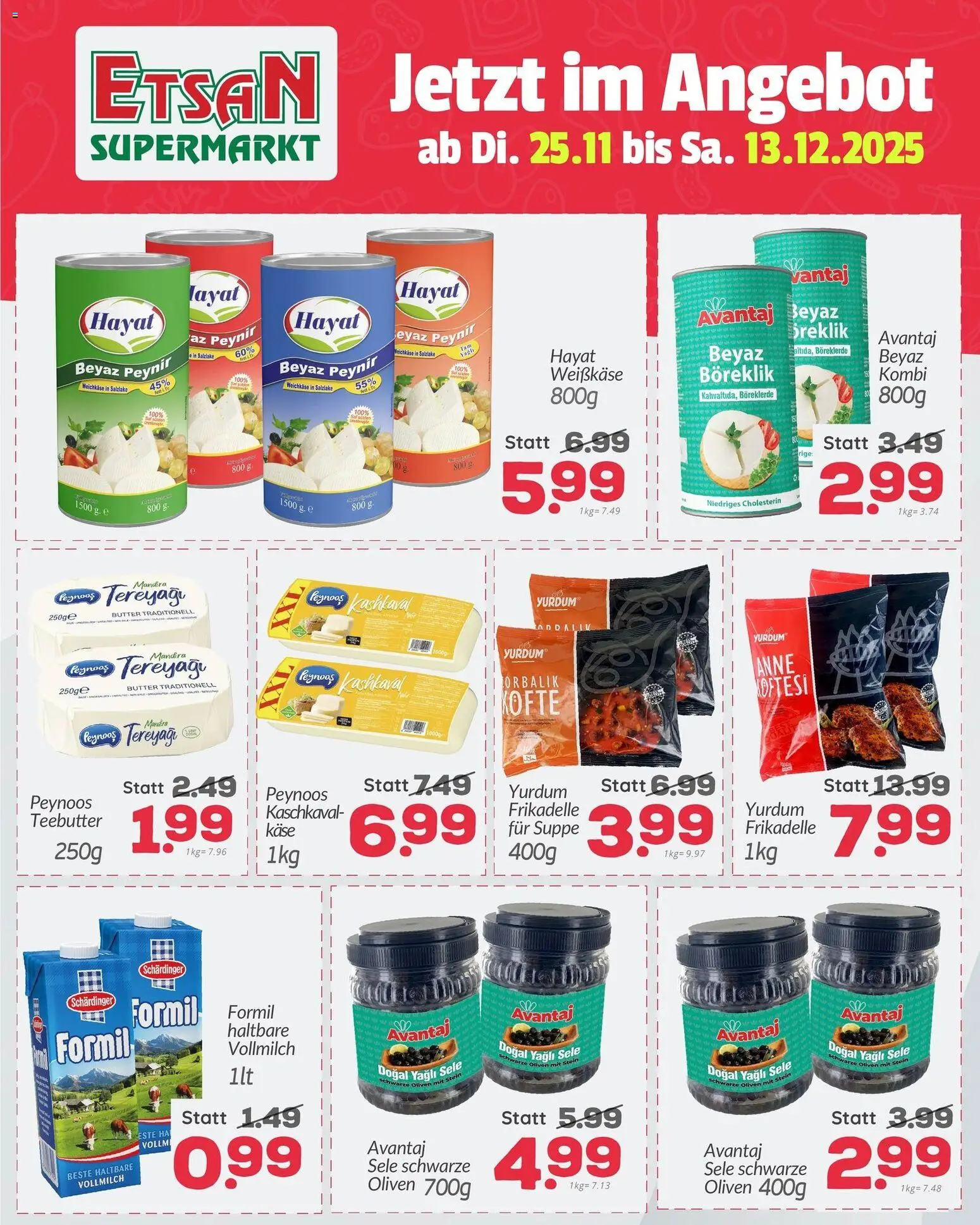 ETSAN Flugblatt gültig ab 25.11.2025 | Seite: 1 | Produkte: Szeder, Butter, Käse