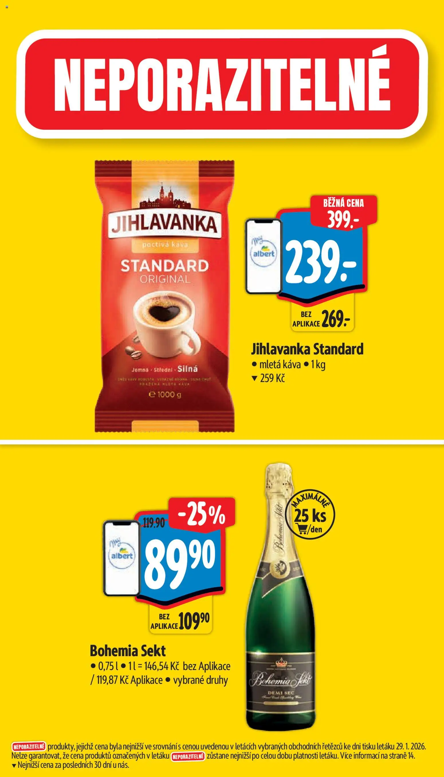 Albert leták - Supermarket od 04.02.2026 | Strana: 4 | Produkty: Káva, Bohemia sekt, Sekt, Mletá káva
