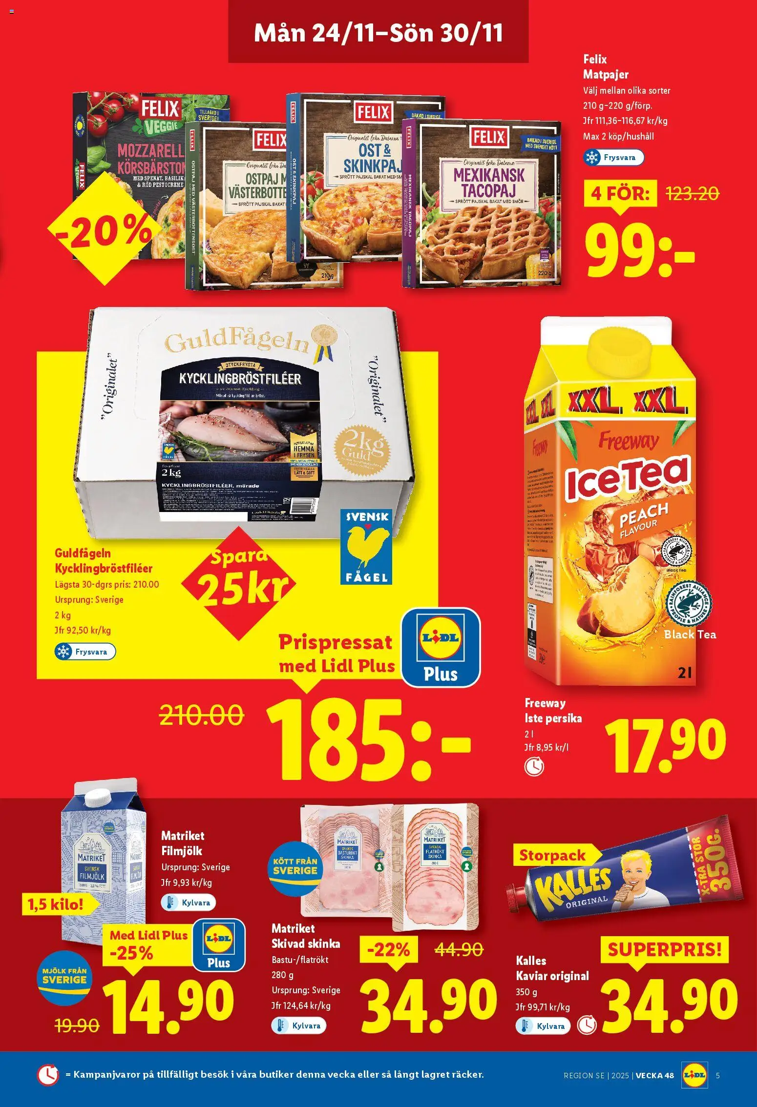 Lidl reklamblad aktuell från 24.11.2025 | Sida: 5 | Produkter: Paj, Mjölk, Smör, Ost
