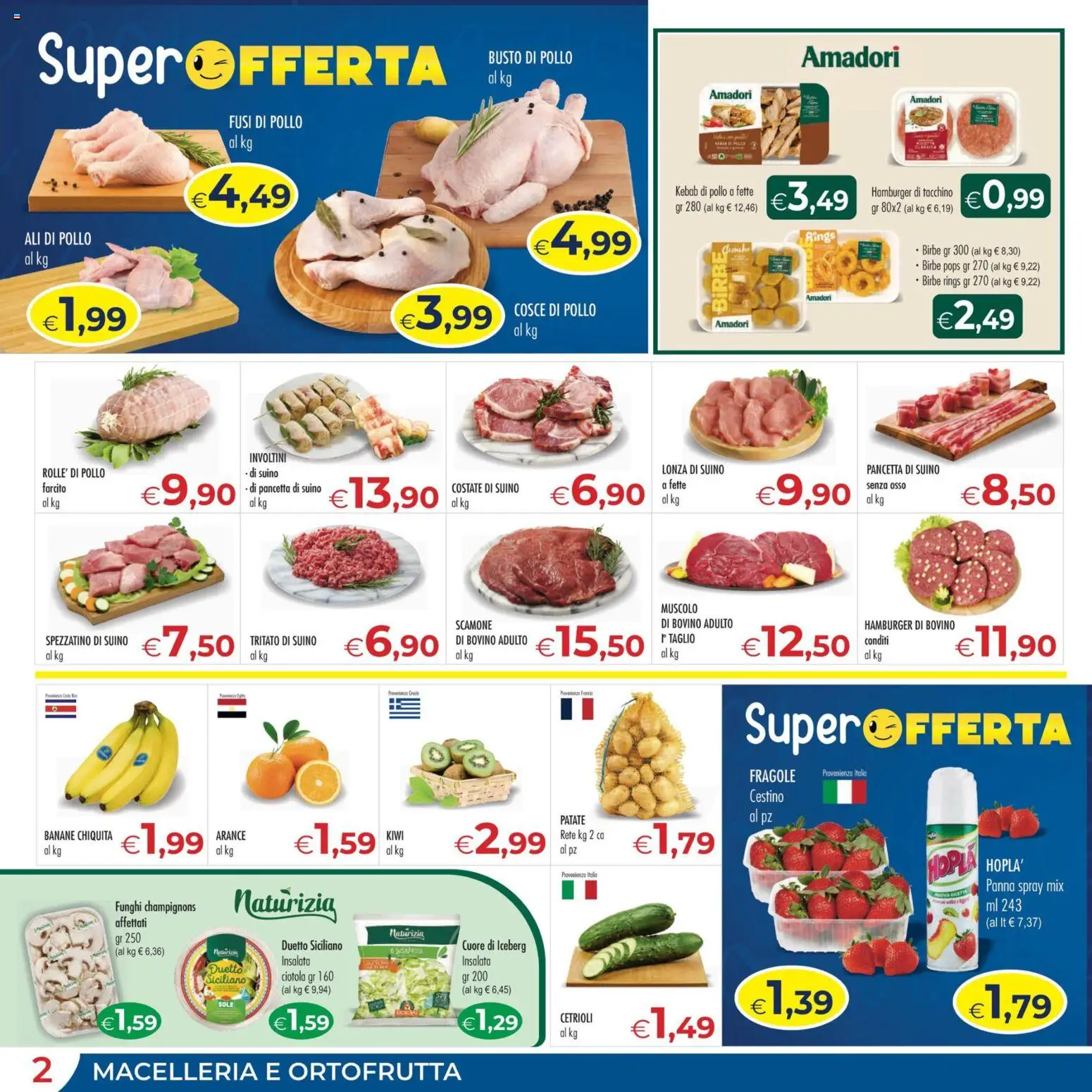 Volantino MerSi Supermercati del 22.04.2026 | Pagina: 2 | Prodotti: Cetrioli, Insalata, Ciotola, Cosce di pollo