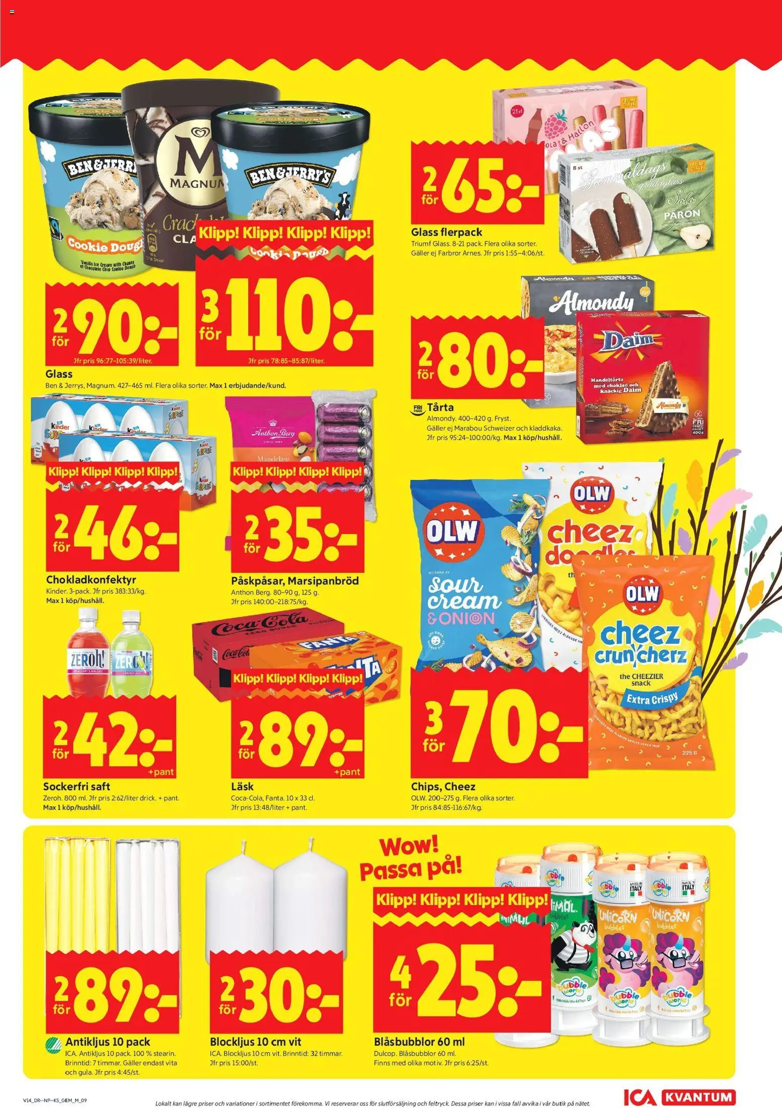 ICA Kvantum reklamblad aktuell från 30.03.2026 | Sida: 9 | Produkter: Coca cola, Choklad, Hallon, Mandeltårta