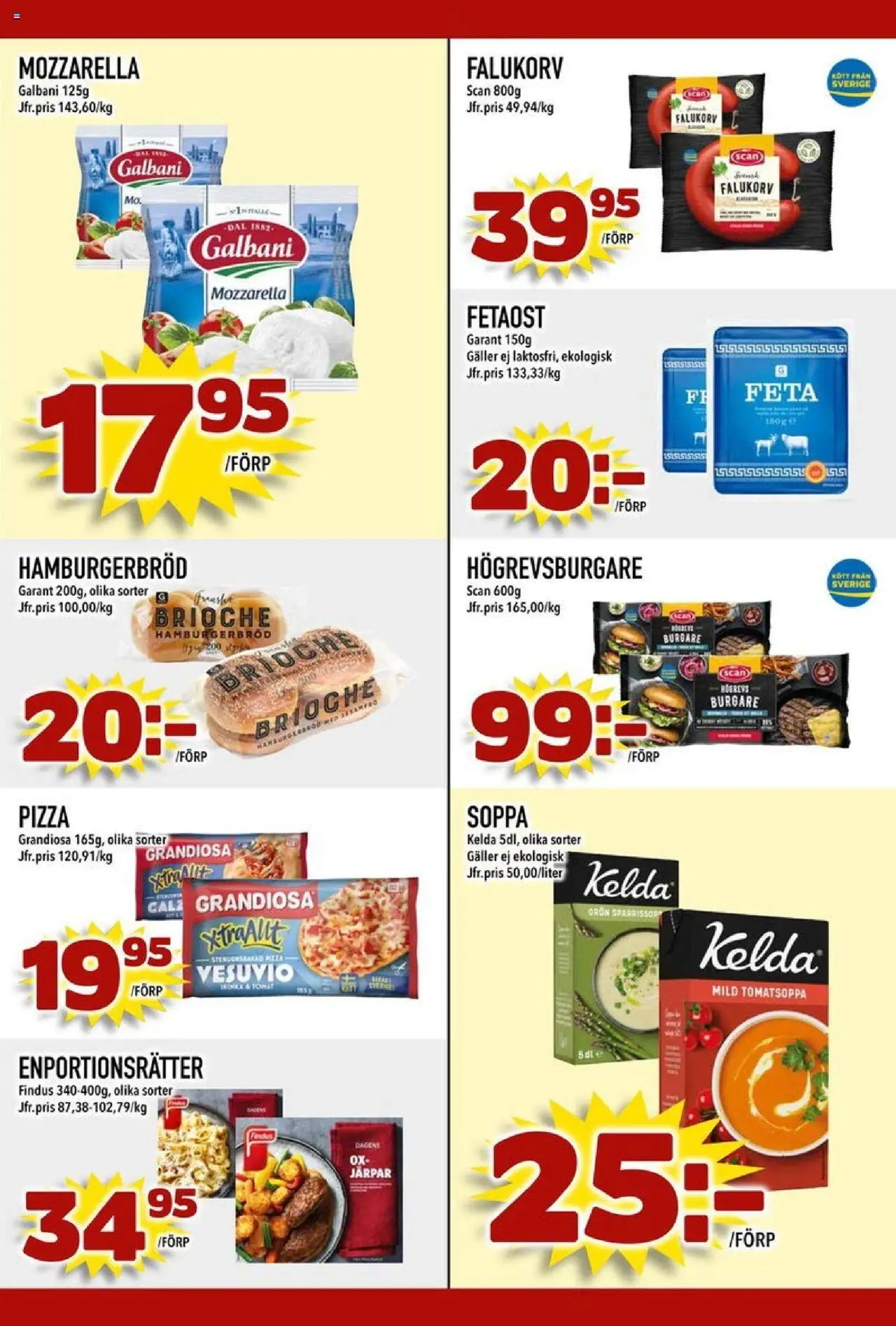 Din Mat reklamblad aktuell från 06.10.2025 | Sida: 5 | Produkter: Galler, Hamburgerbröd, Fetaost, Pizza