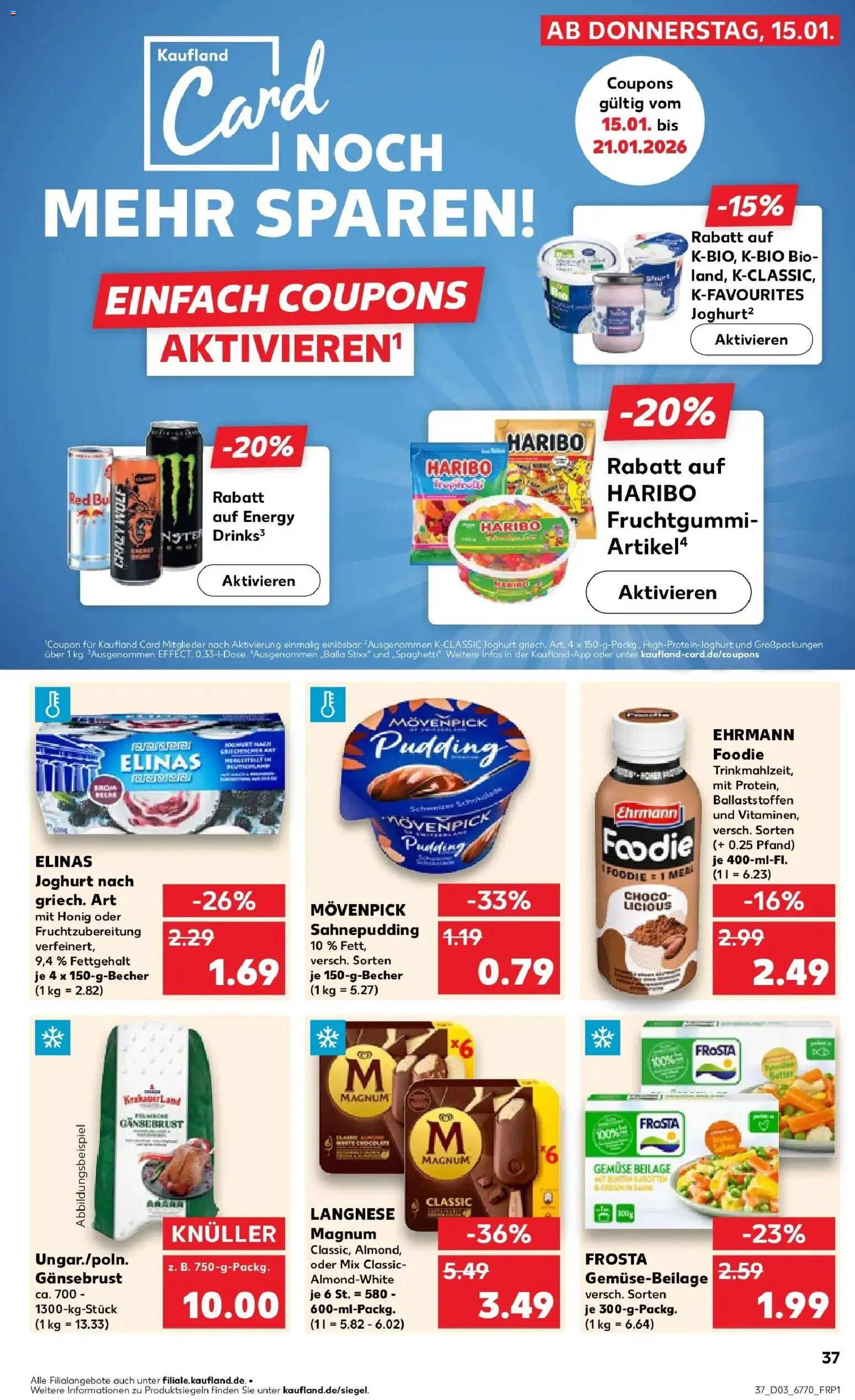 Kaufland prospekt Erkelenz	 – gültig ab 18.01.2026 | Seite: 37 | Produkte: Langnese, Haribo, Joghurt, Frosta