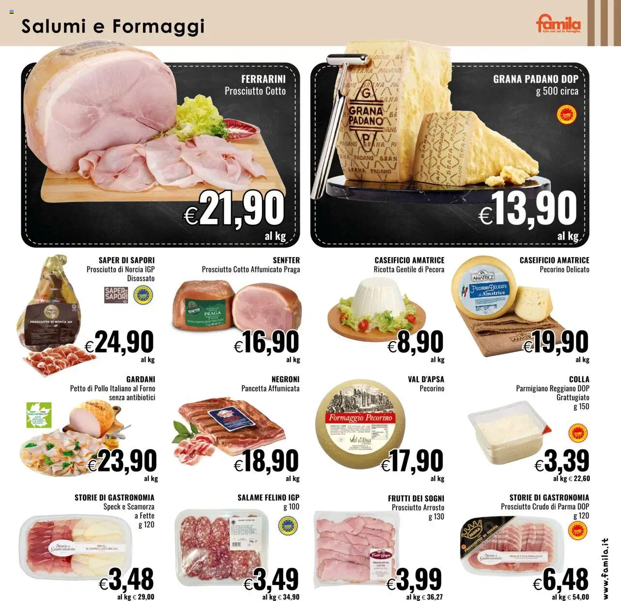 Volantino Famila del 31.07.2025 | Pagina: 5 | Prodotti: Arrosto, Prosciutto Crudo, Prosciutto di Parma, Forno