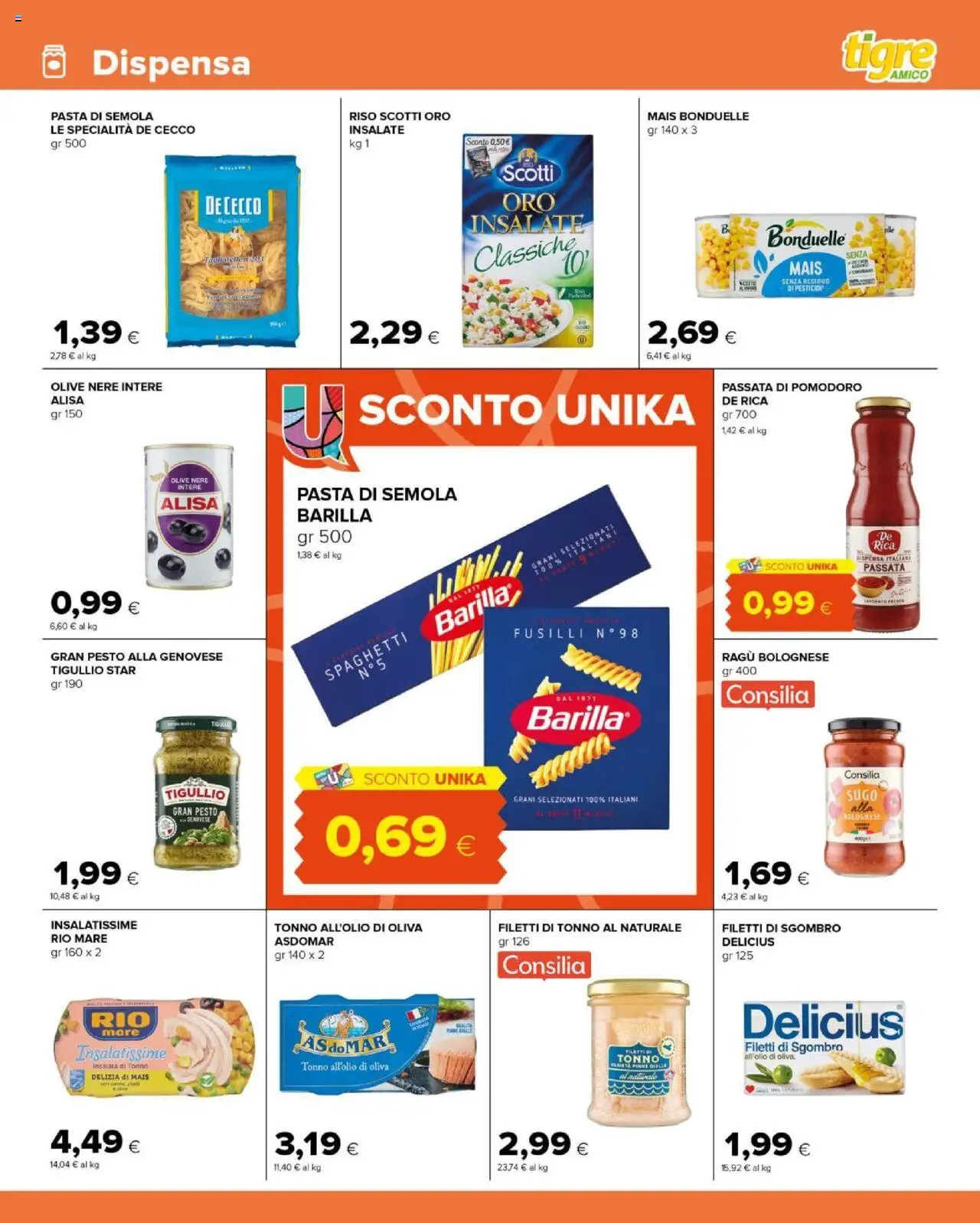 Volantino Tigre del 24.07.2025 | Pagina: 7 | Prodotti: Insalata, Passata di pomodoro, Tonno, Sgombro