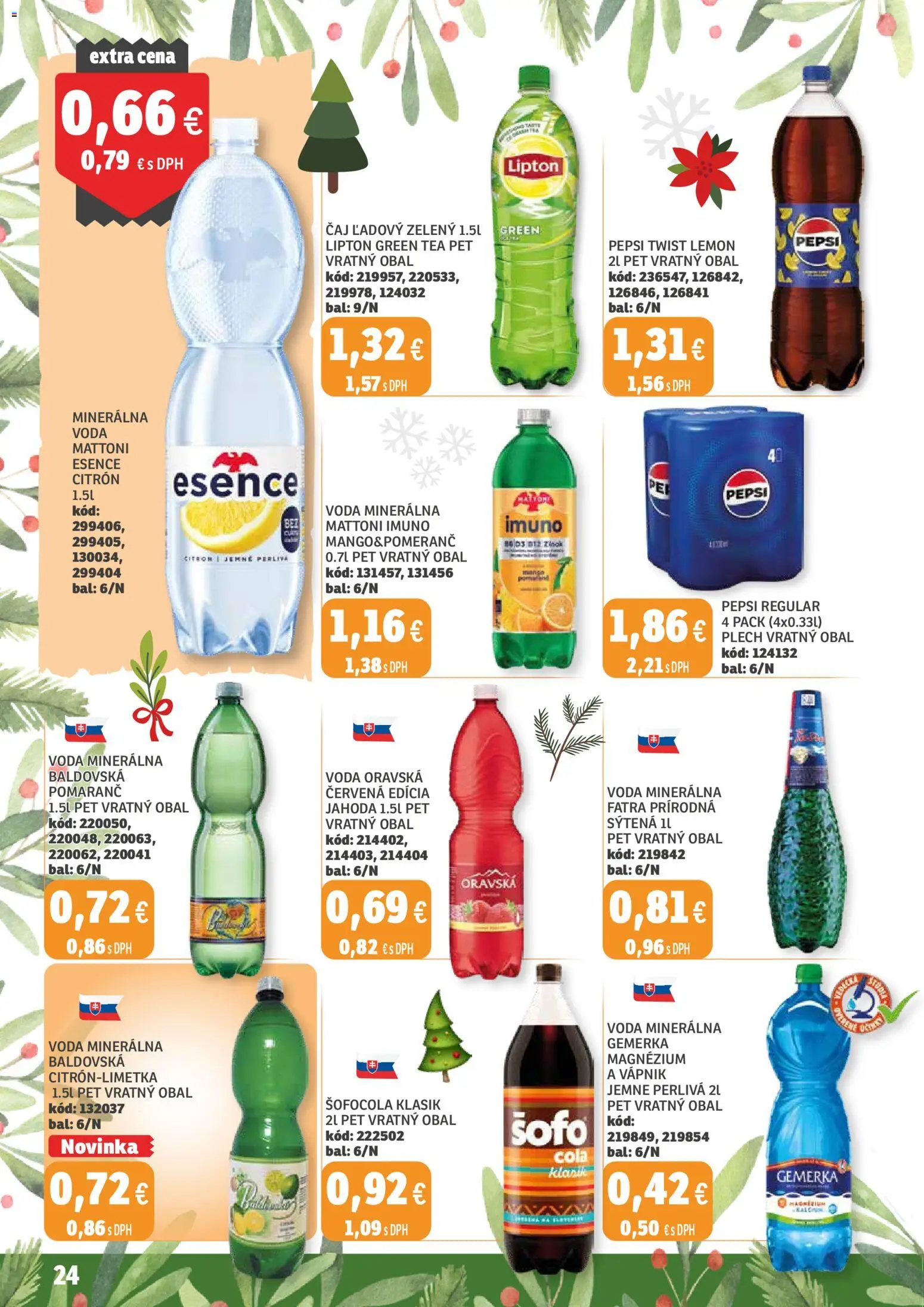 Nové Labaš akcie – leták je platný od 12.12.2025 | Strana: 24 | Produkty: Voda, Pepsi, Fatra, Baldovská