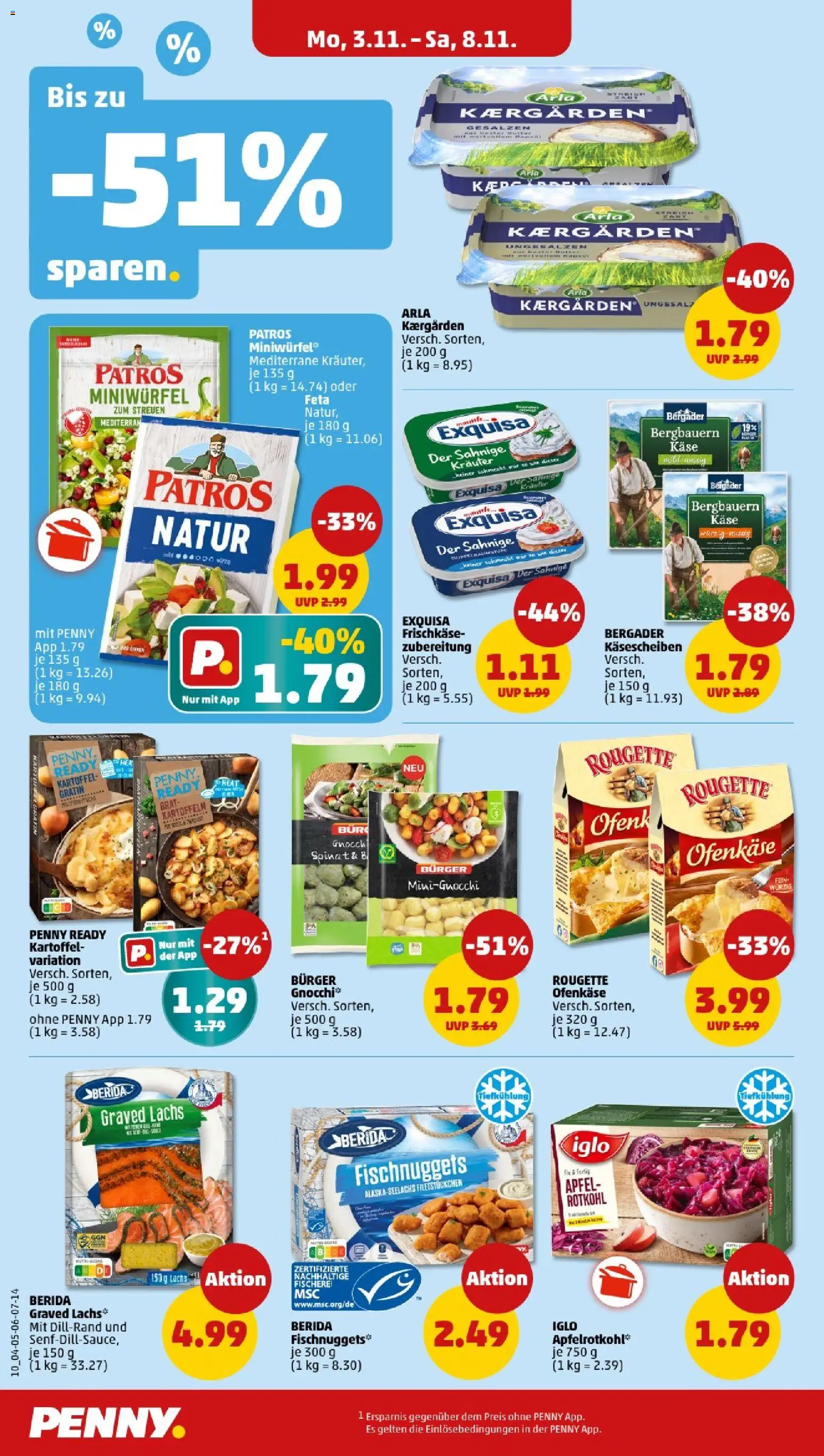 Penny - Baden-Württemberg – gültig ab 03.11.2025 | Seite: 12 | Produkte: Feta, Iglo, Exquisa, Kartoffeln