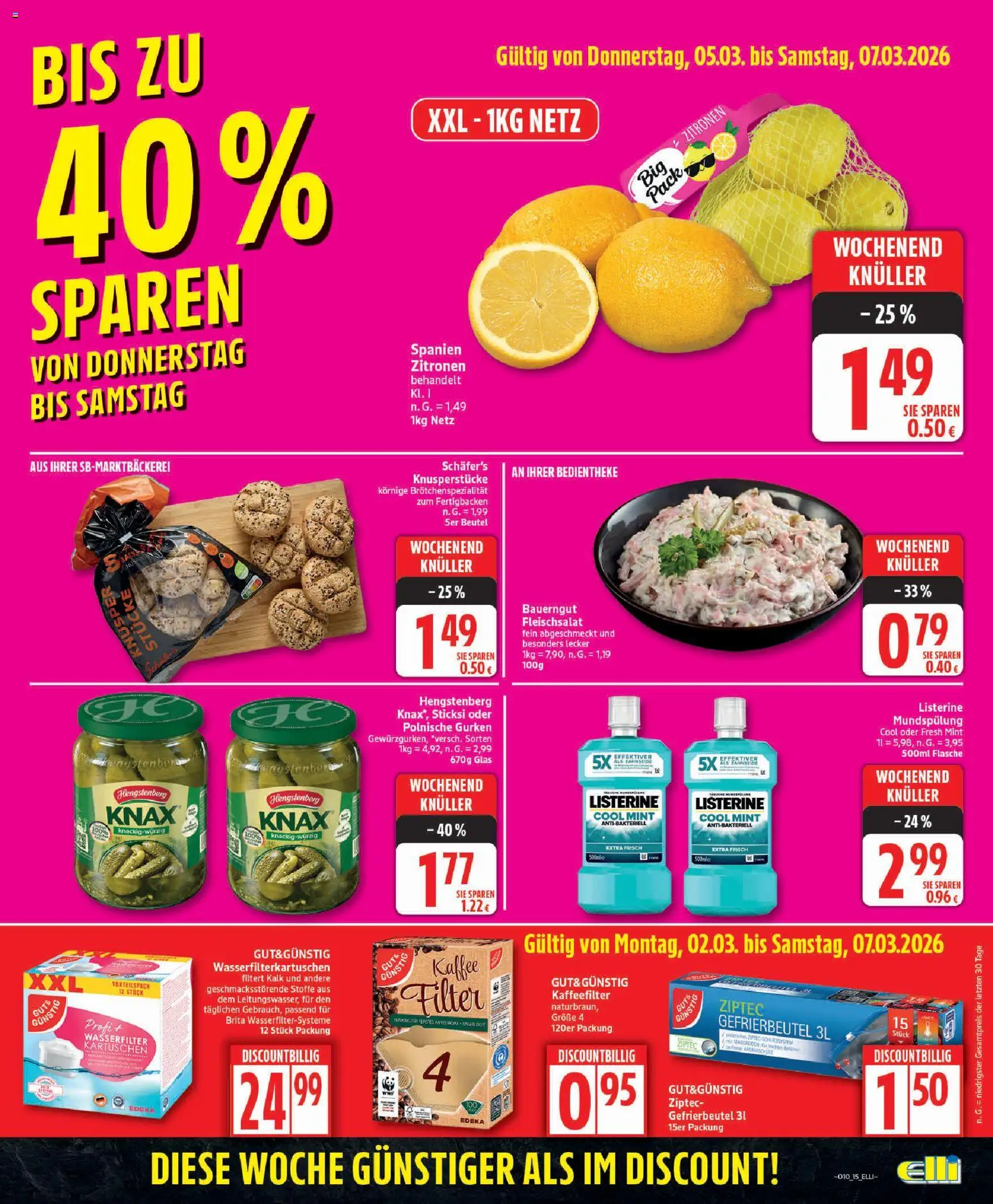 Elli Markt Prospekt 	 – gültig ab 02.03.2026 | Seite: 15 | Produkte: Bauerngut, Gurken, Listerine, Zitronen
