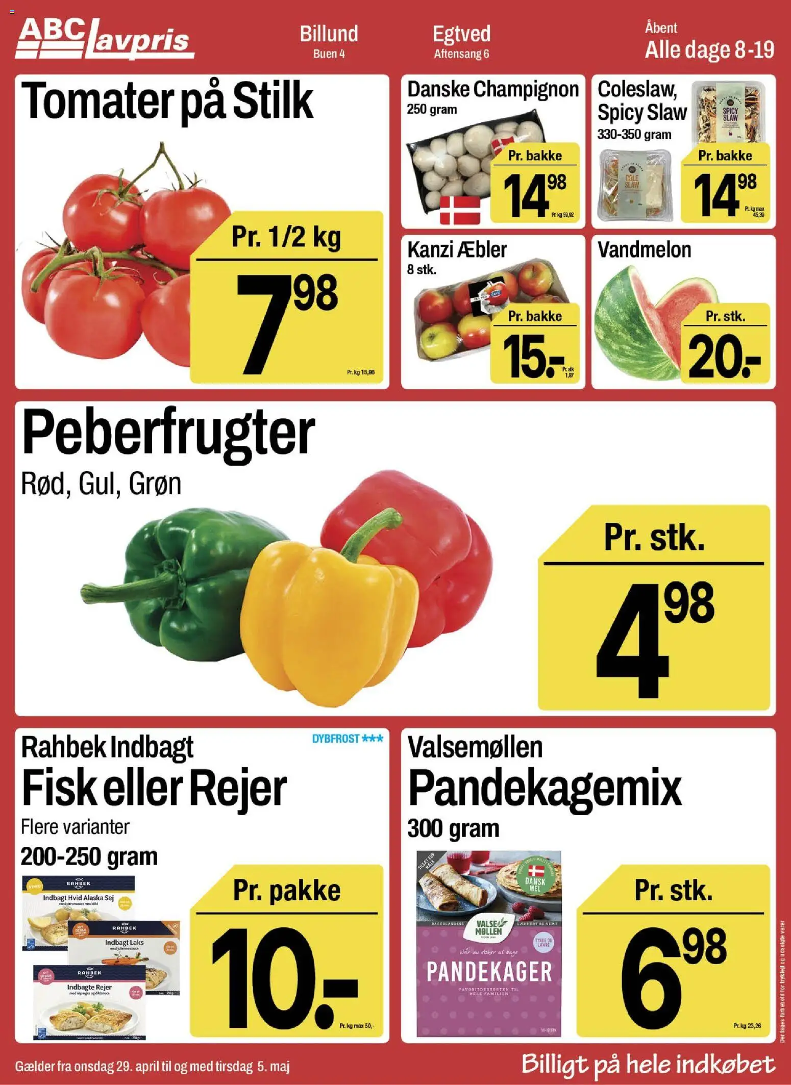 Abc Lavpris tilbudsavis – gyldig fra 29.04.2026 | Side: 2 | Produkter: Æbler, Vandmelon, Rejer, Asparges