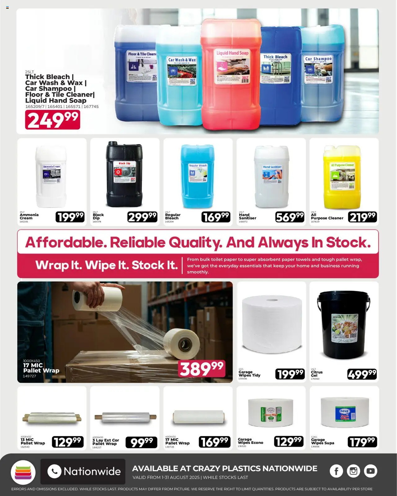 Crazy Plastics Business Specials │ valid from 01.08.2025 | Page: 2 | Products: Bleach, Shampoo, Cream, Soap