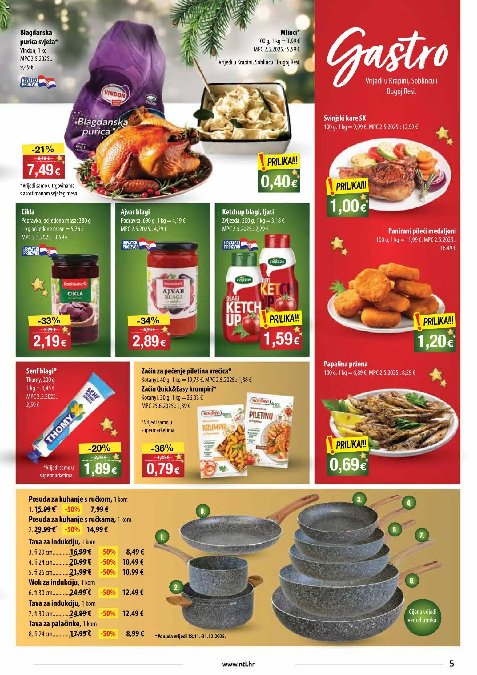 NTL katalog | vrijedi od 17.12.2025 | Stranica: 5 | Proizvodi: Pileći medaljoni, Svinjski kare, Piletina, Ajvar