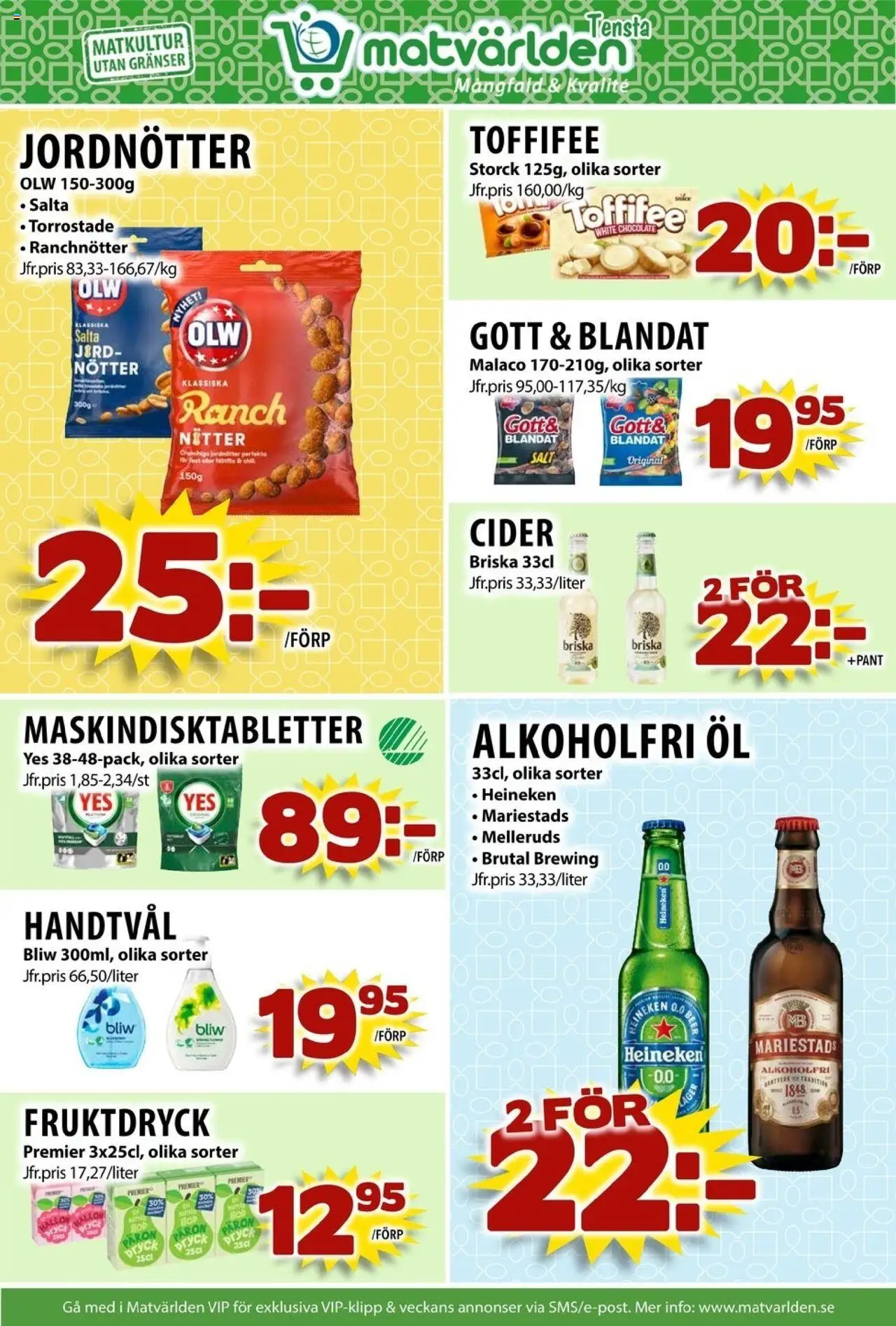 Matvärlden reklamblad aktuell från 08.09.2025 | Sida: 8 | Produkter: Salt, Jordnötter, Öl, Handtvål