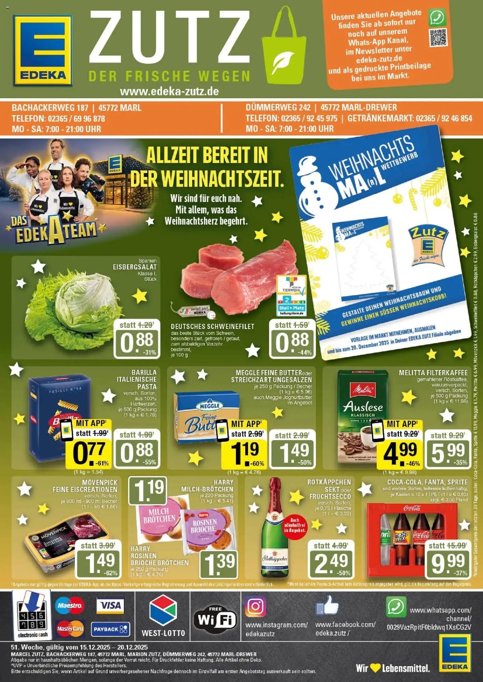 Edeka prospekt Marl	 – gültig ab 15.12.2025 | Seite: 1 | Produkte: Melitta, Coca cola, Sprite, Schweinefilet