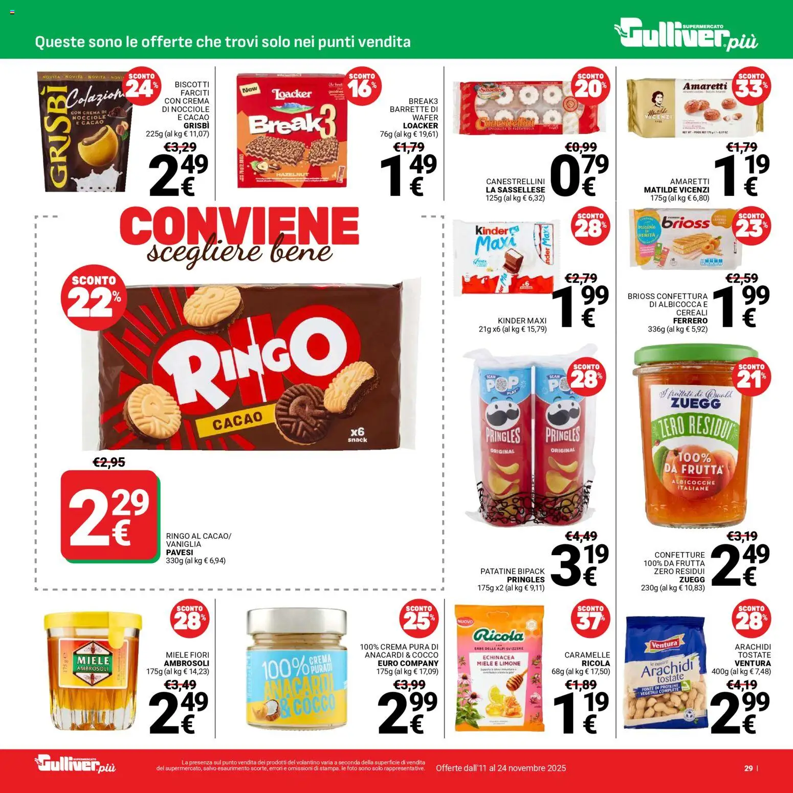 Volantino Gulliver del 11.11.2025 | Pagina: 29 | Prodotti: Caramelle, Patatine, Frutta, Anacardi