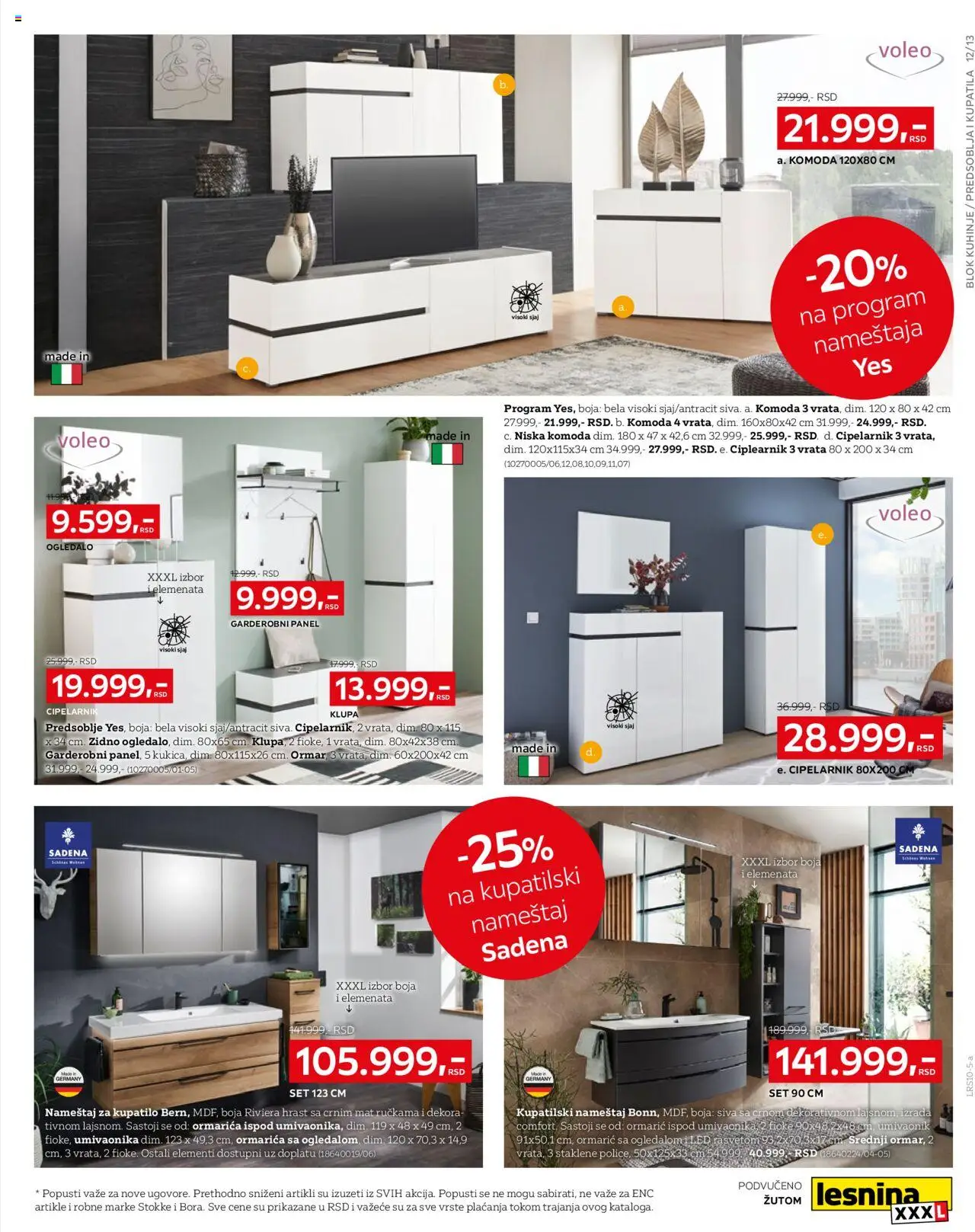 Lesnina XXXL katalog - važi od 29.09.2025 | Strana: 13 | Proizvode: Komoda, Vrata, Kupatilo, Klupa