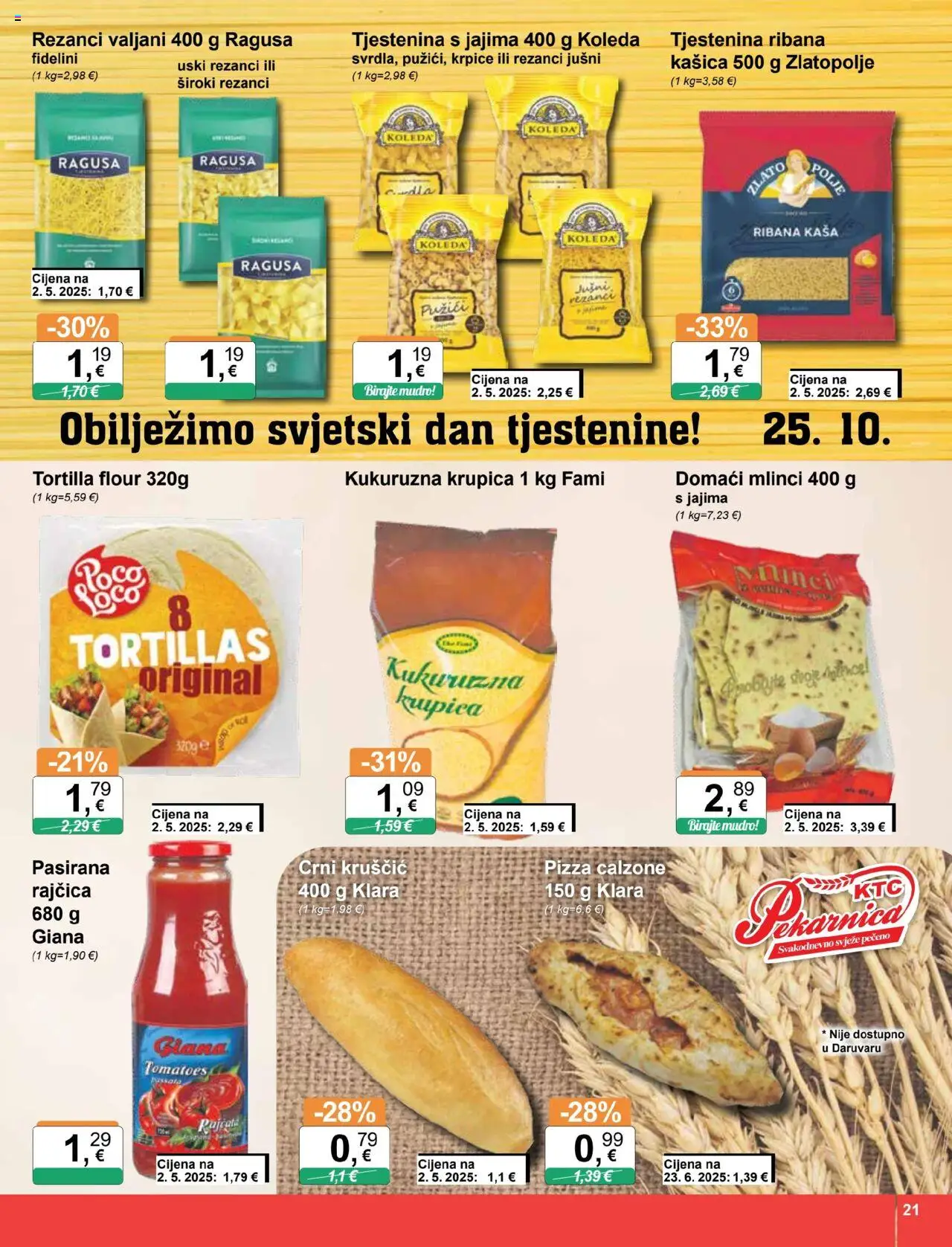 KTC katalog | vrijedi od 22.10.2025 | Stranica: 21 | Proizvodi: Mlinci, Krupica, Rezanci, Rajčica