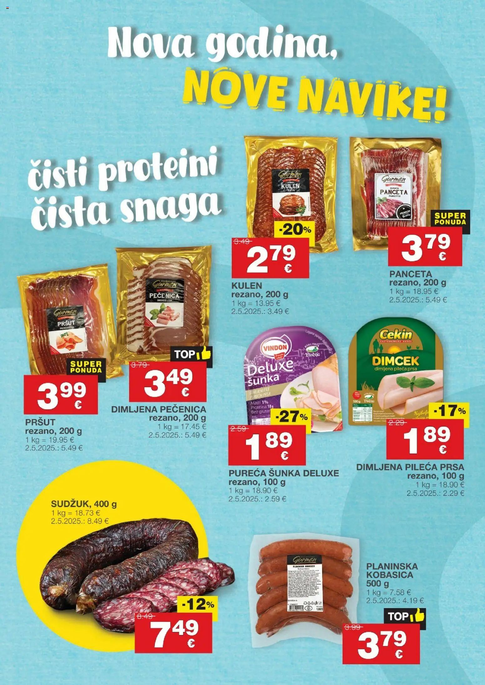 Stanić Diskont katalog | vrijedi od 08.01.2026 | Stranica: 10 | Proizvodi: Šunka, Kobasica, Panceta, Pileća prsa