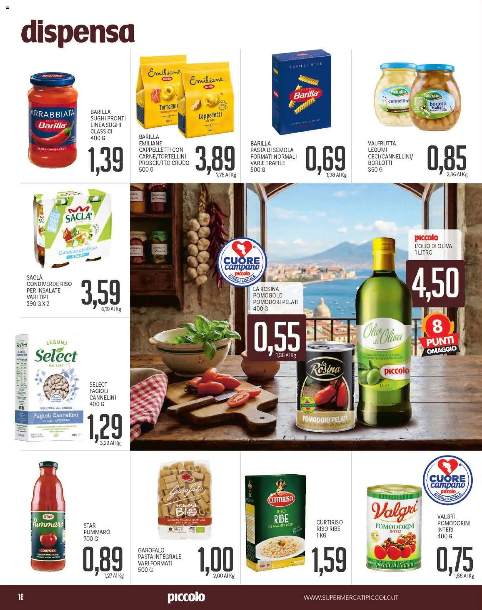 Volantino Piccolo del 20.04.2026 | Pagina: 18 | Prodotti: Prosciutto Crudo, Legumi, Prosciutto, Pasta