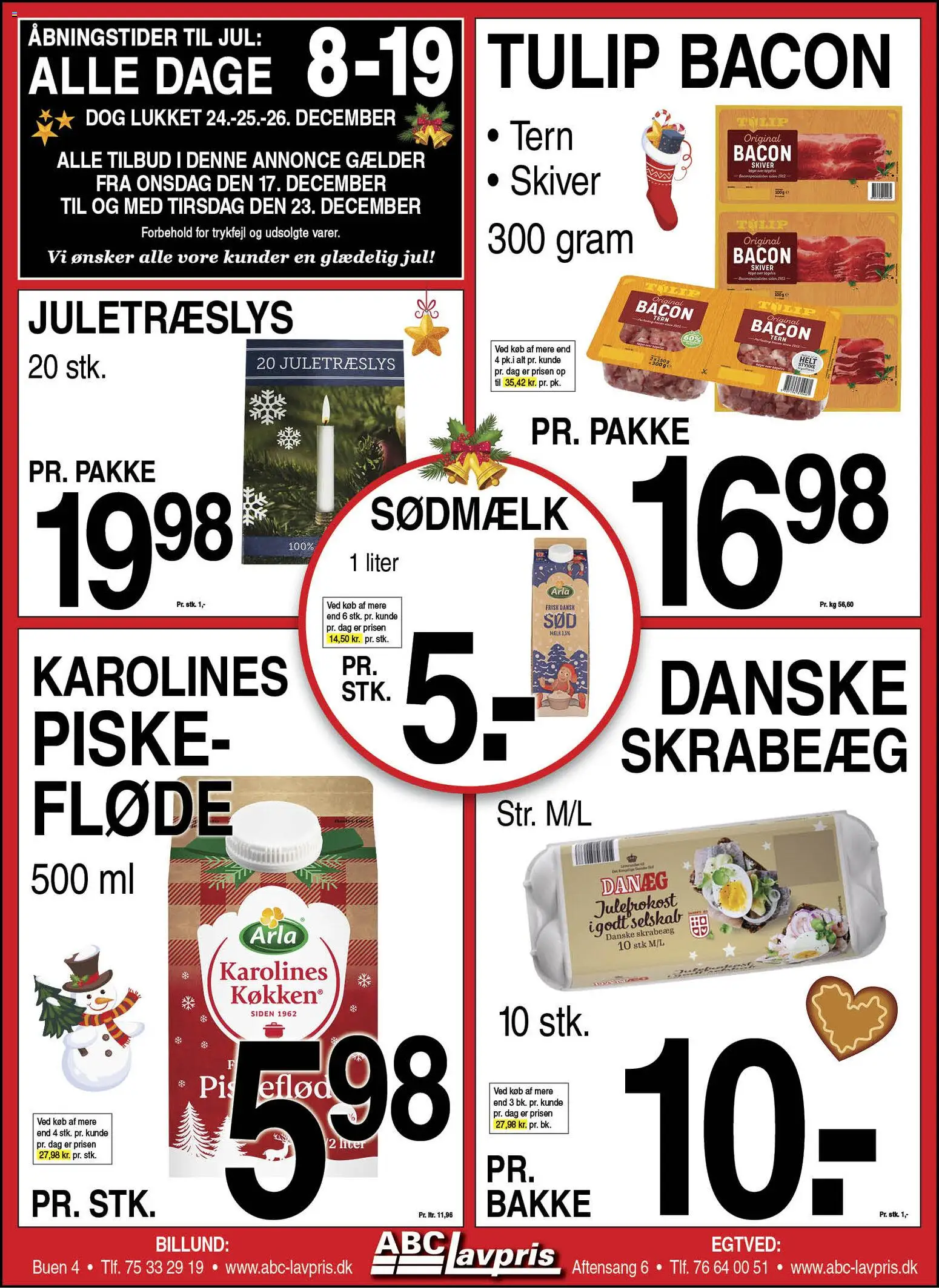 Abc Lavpris tilbudsavis – gyldig fra 17.12.2025 | Side: 1 | Produkter: Fløde, Bacon