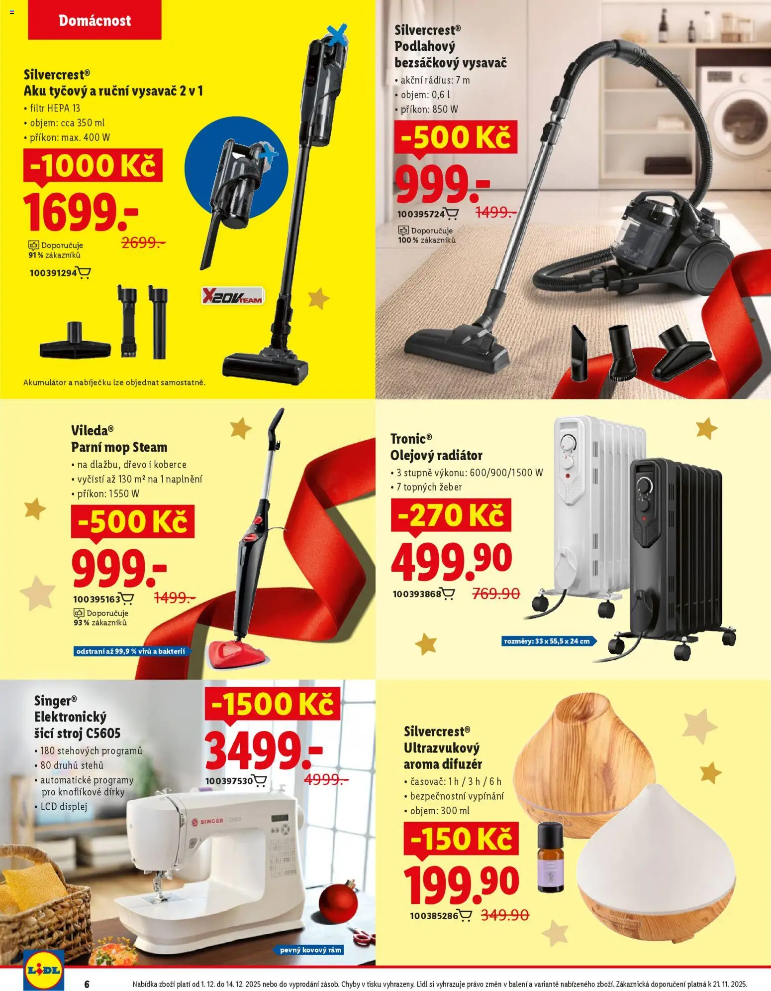 Lidl magazín od 01.12.2025 | Strana: 6 | Produkty: Singer, Bezsáčkový vysavač, Šicí stroj, Radiátor