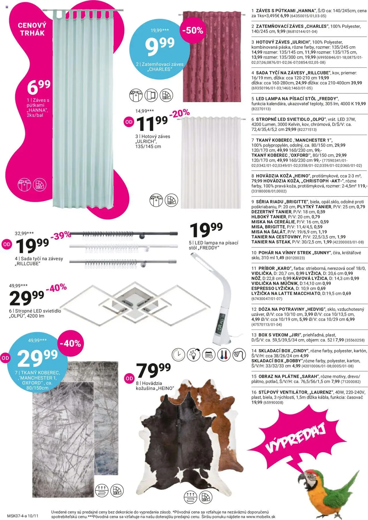 Möbelix leták │ platný od 24.06.2024 | Strana: 10 | Produkty: Lampa, Led lampa, Závesy, Stôl