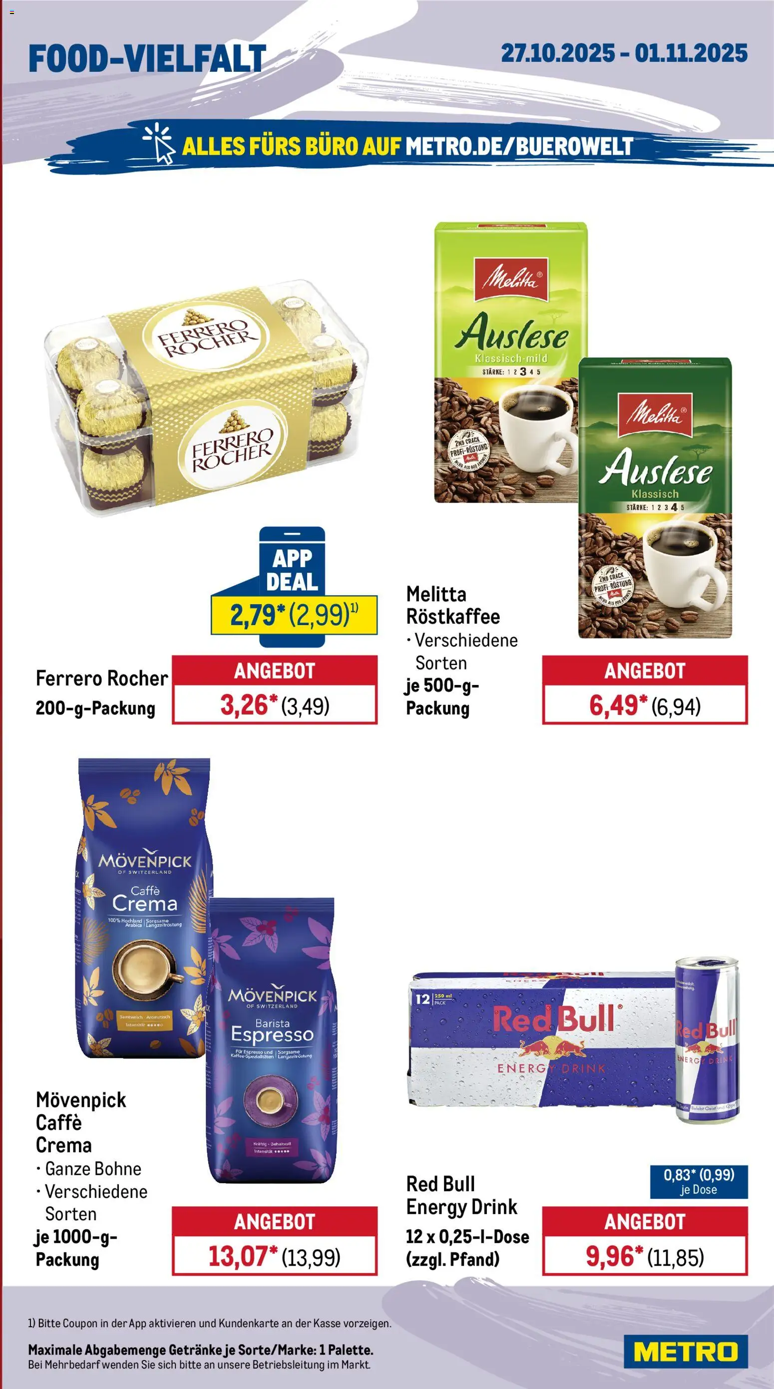 Metro Prospekt 	 – gültig ab 27.10.2025 | Seite: 15 | Produkte: Melitta, Red bull, Ferrero rocher, Energy
